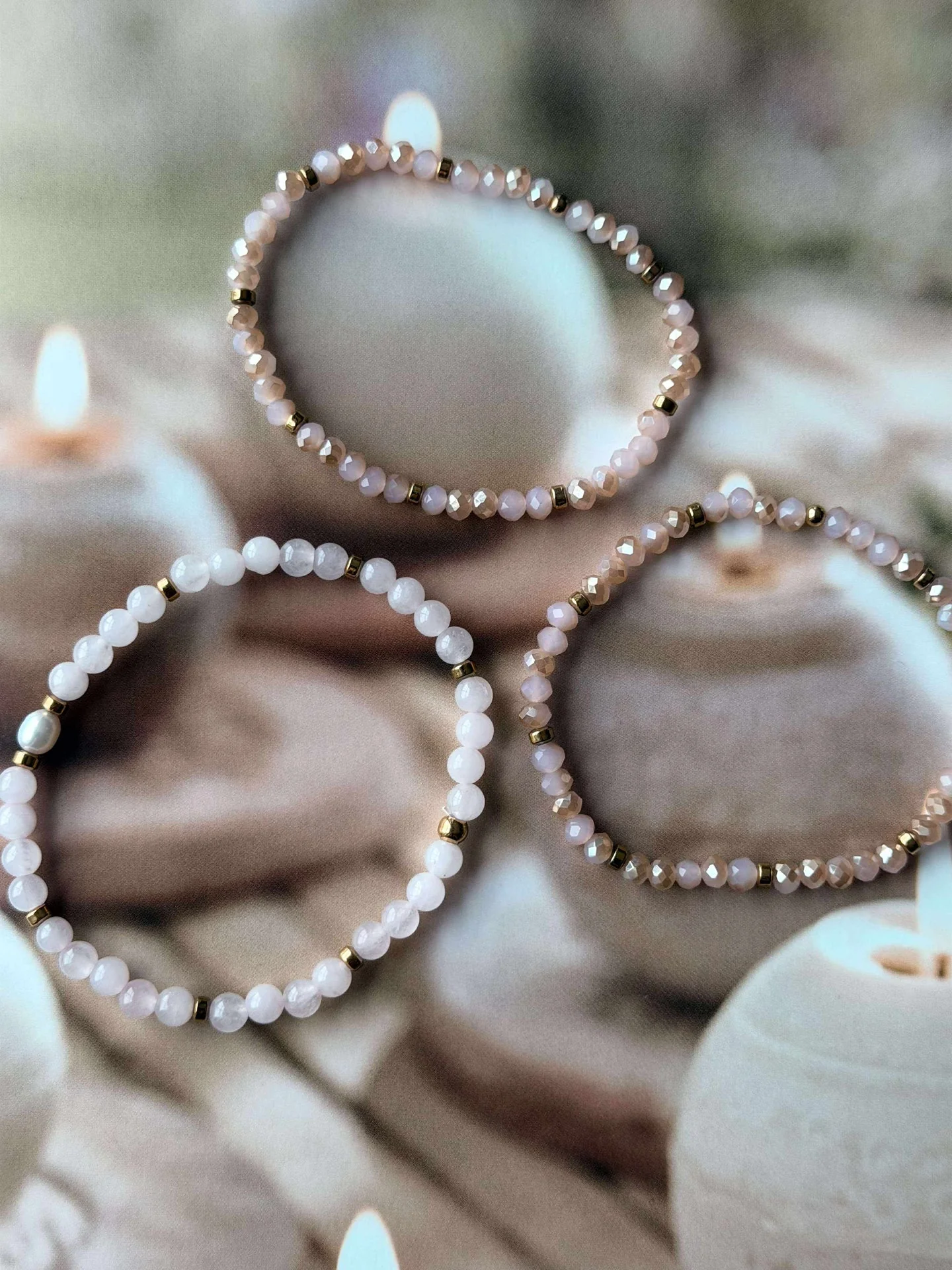 Armbånd Leah Soft Rose – Sett med 3 stk - Image 13