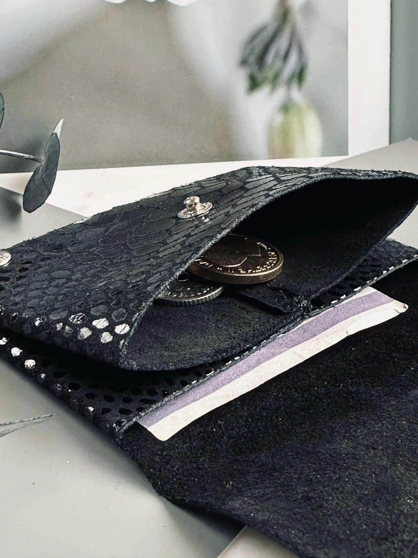 Lommebok Aura liten - Black croco - Image 4