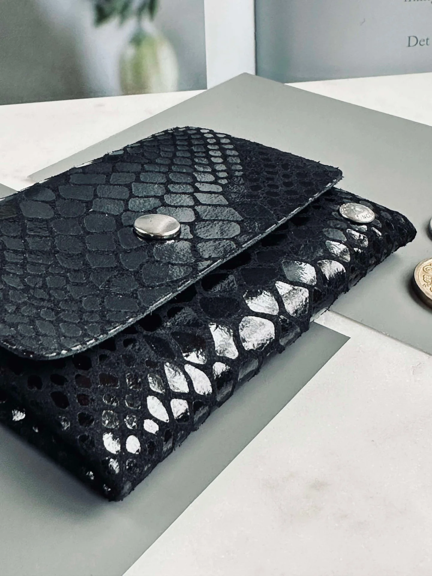 Lommebok Aura liten - Black croco - Image 6