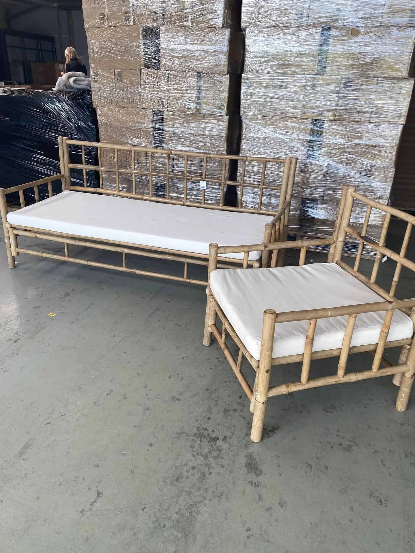 Bambus sofa + bambus lenestol - HENT TILBUD