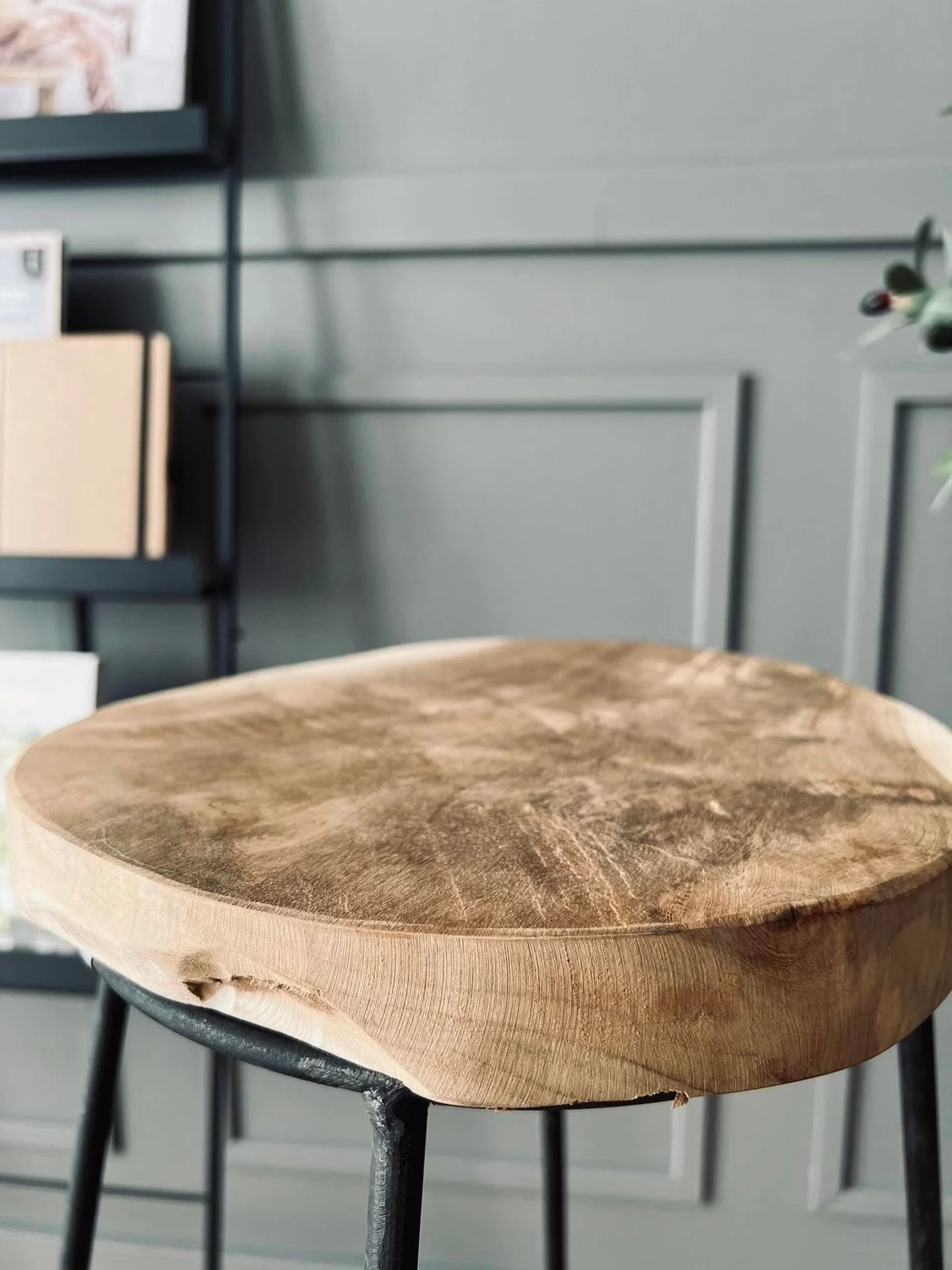 Barstol i teak og jern - H 79 cm - Image 2