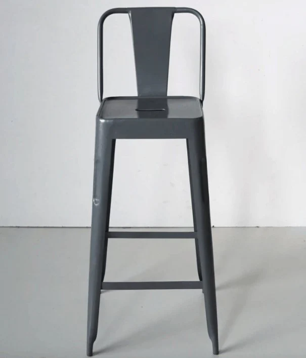 Barstol med ryggstøtte – Industrielt design – Grått jern - Image 4
