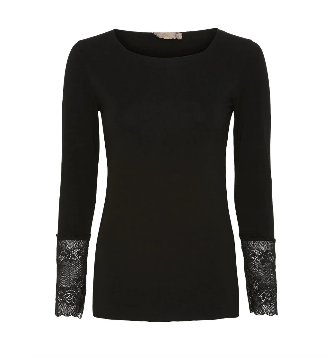 Bluse BASIS med blondedetaljer – Svart