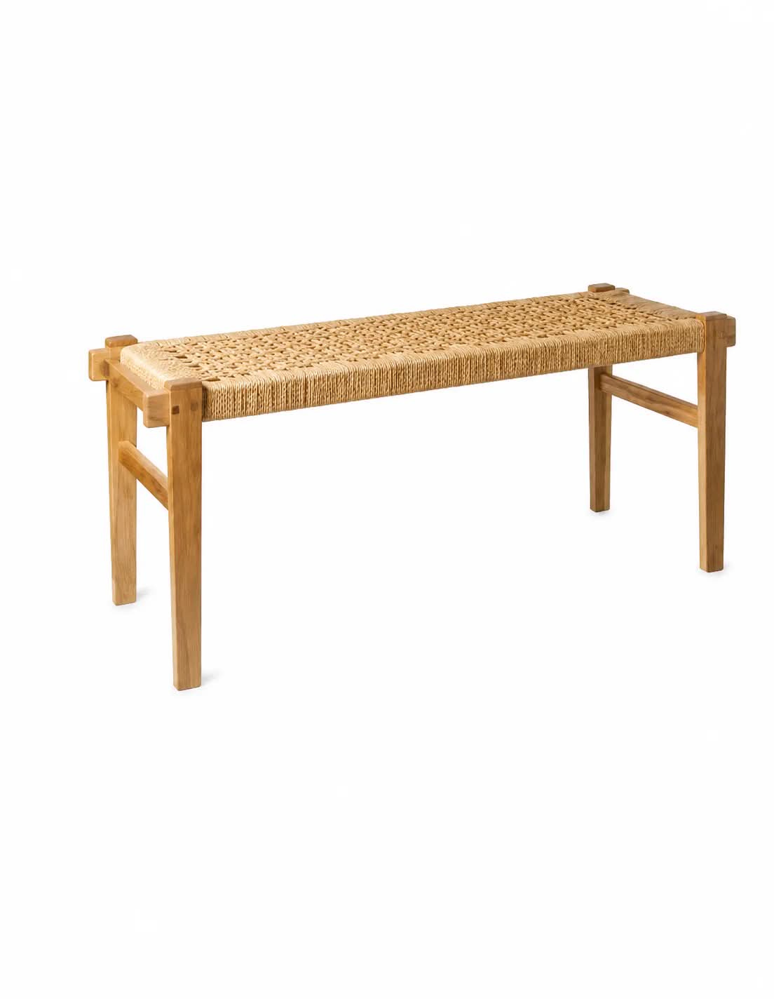 Benk i eik med flettet sete - Image 4