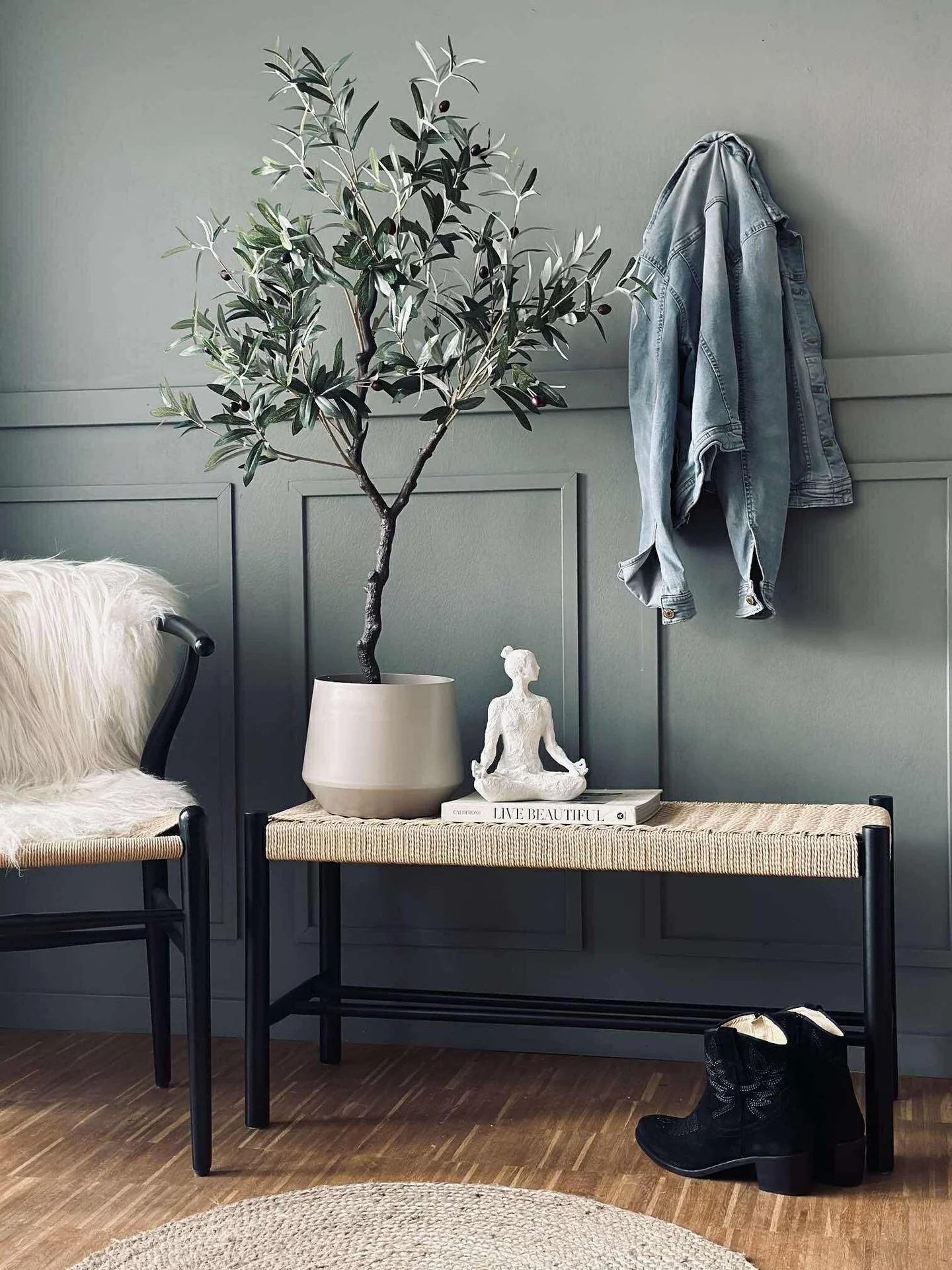 Benk bøk Svart / natur - 90 cm - Image 4