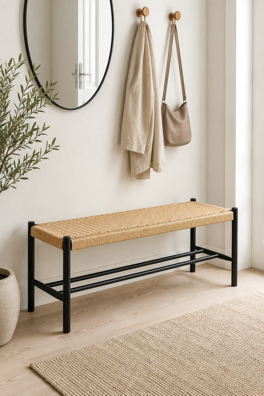 Benk bøk Svart / natur - 90 cm - Image 8