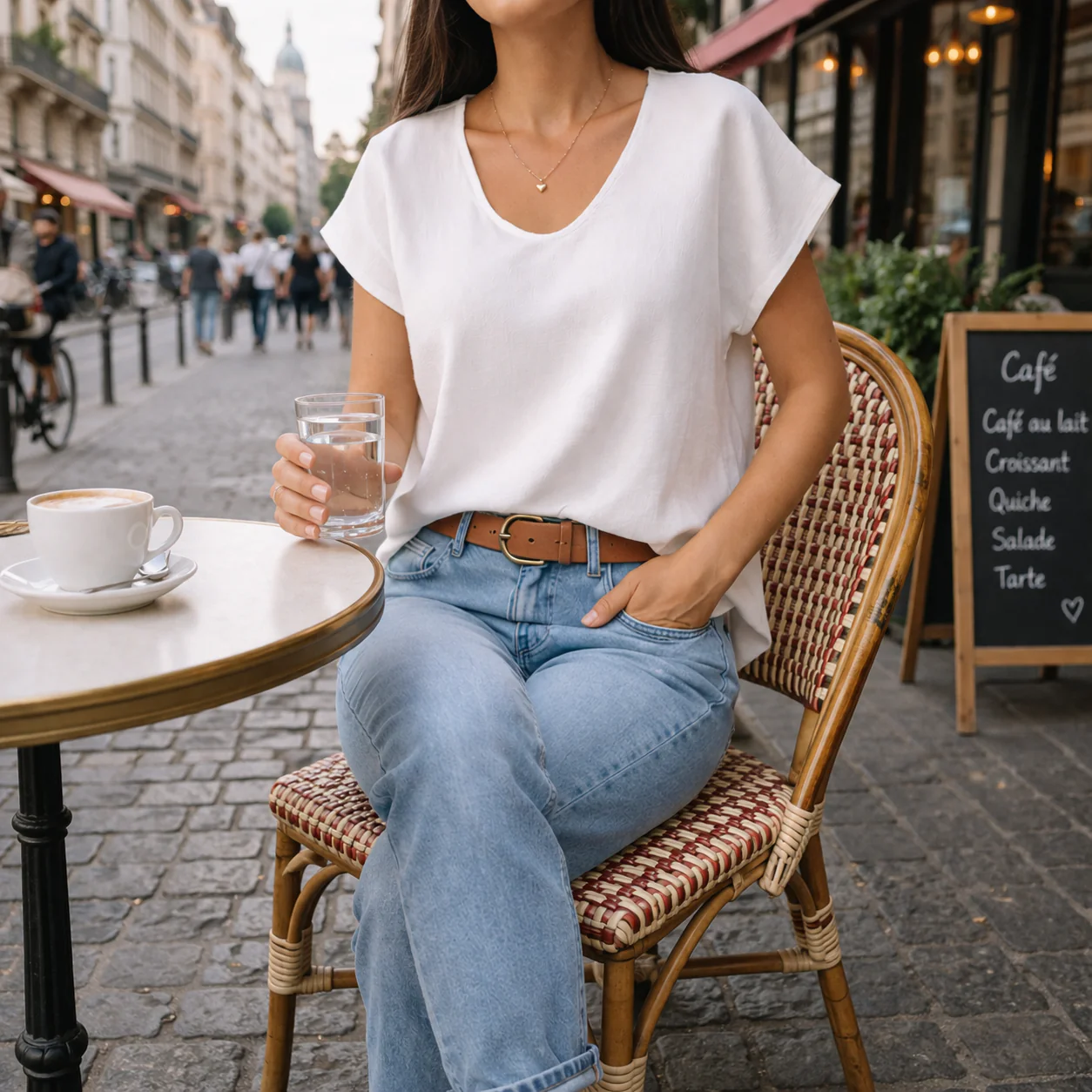T-shirt Cozy linmix - Hvit