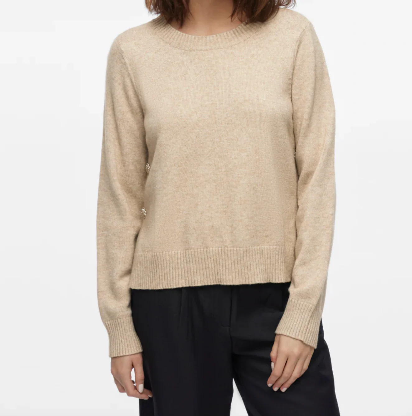 Bluse med vakre knapper - Beige
