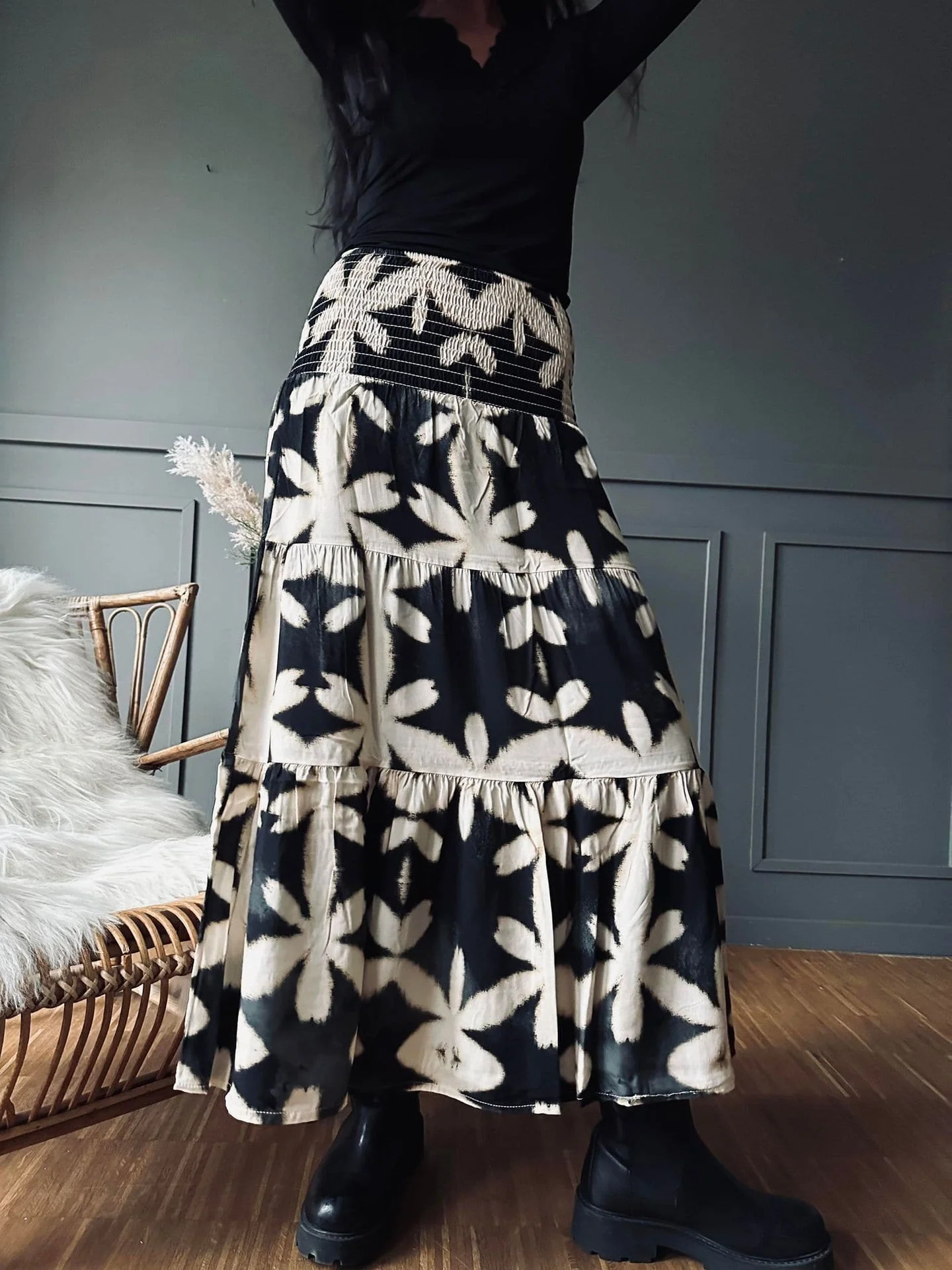 Skjørt Boho Leaf black - Image 11