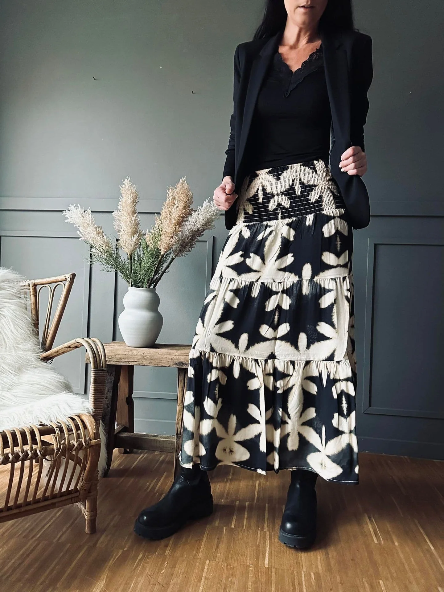 Skjørt Boho Leaf black - Image 4
