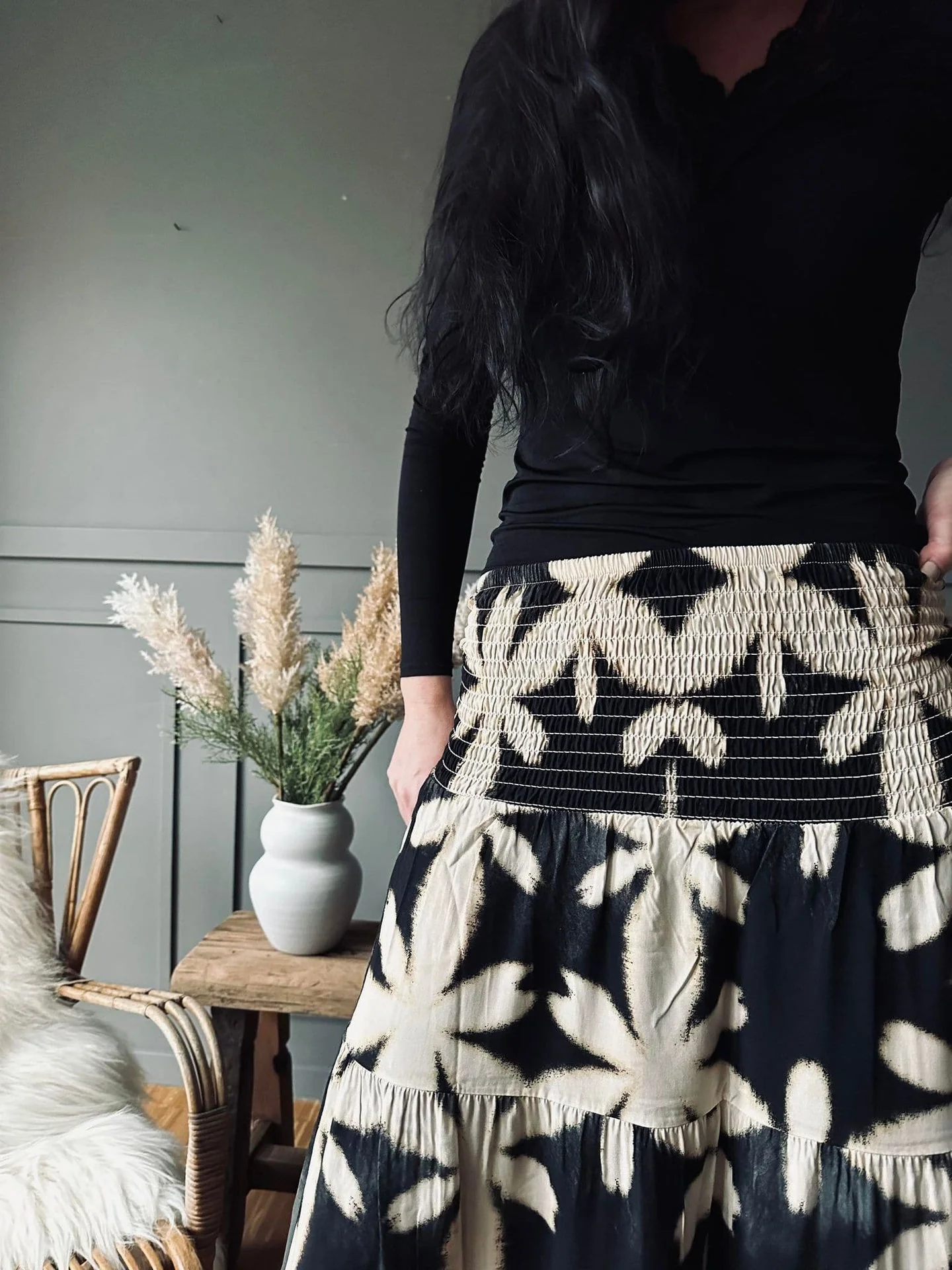 Skjørt Boho Leaf black - Image 7
