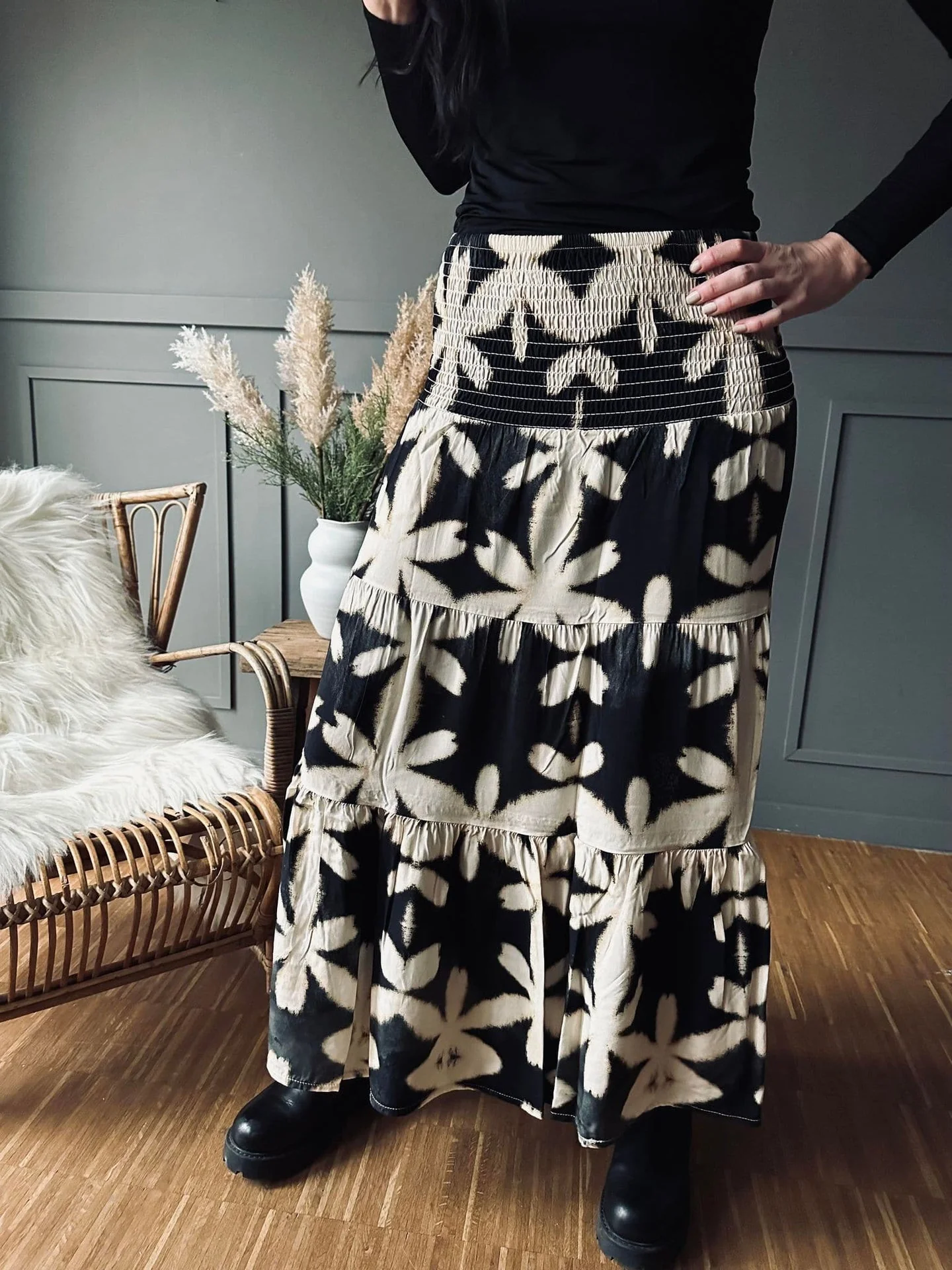 Skjørt Boho Leaf black - Image 8