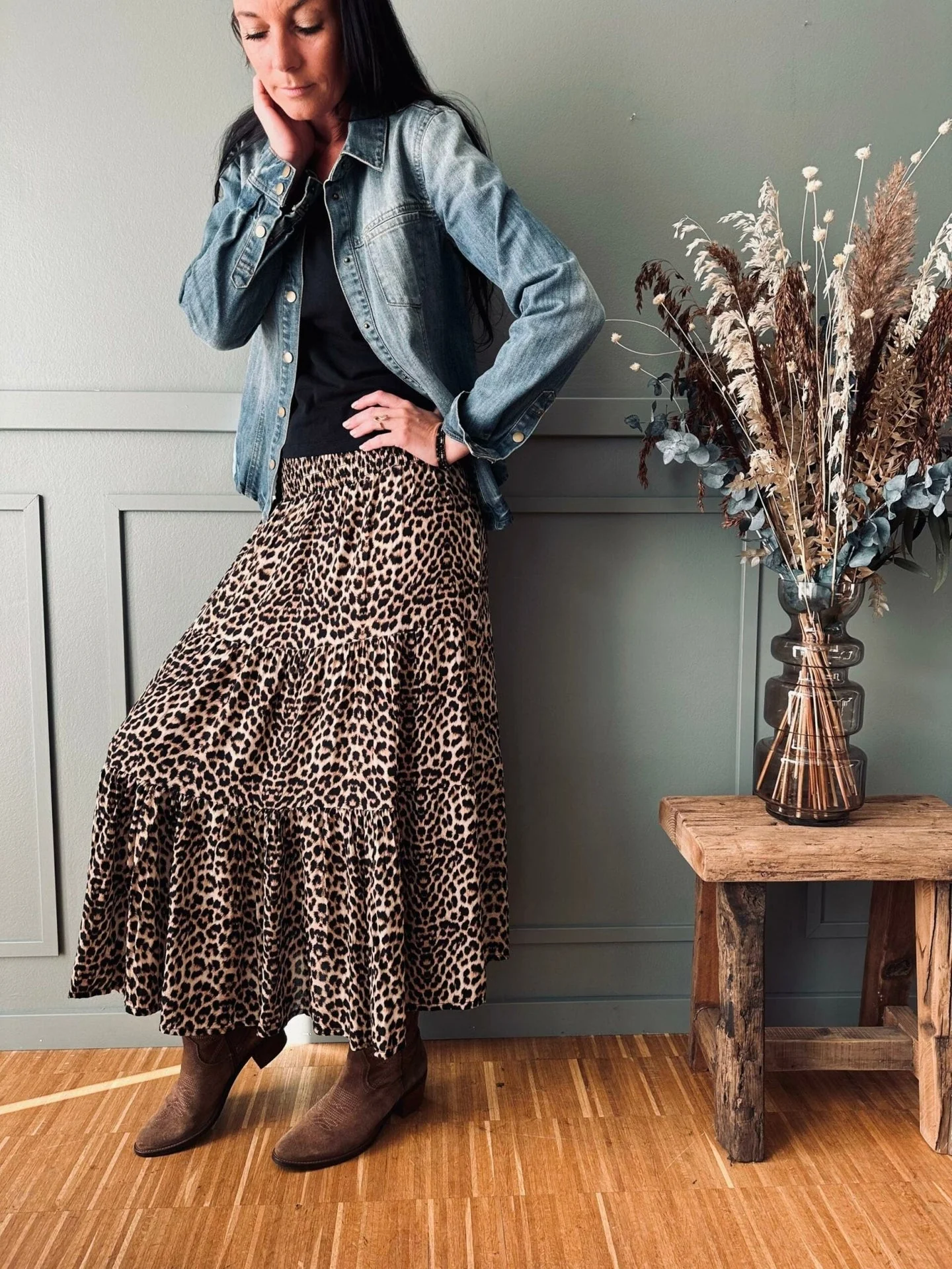 Skjørt Boho Leopard