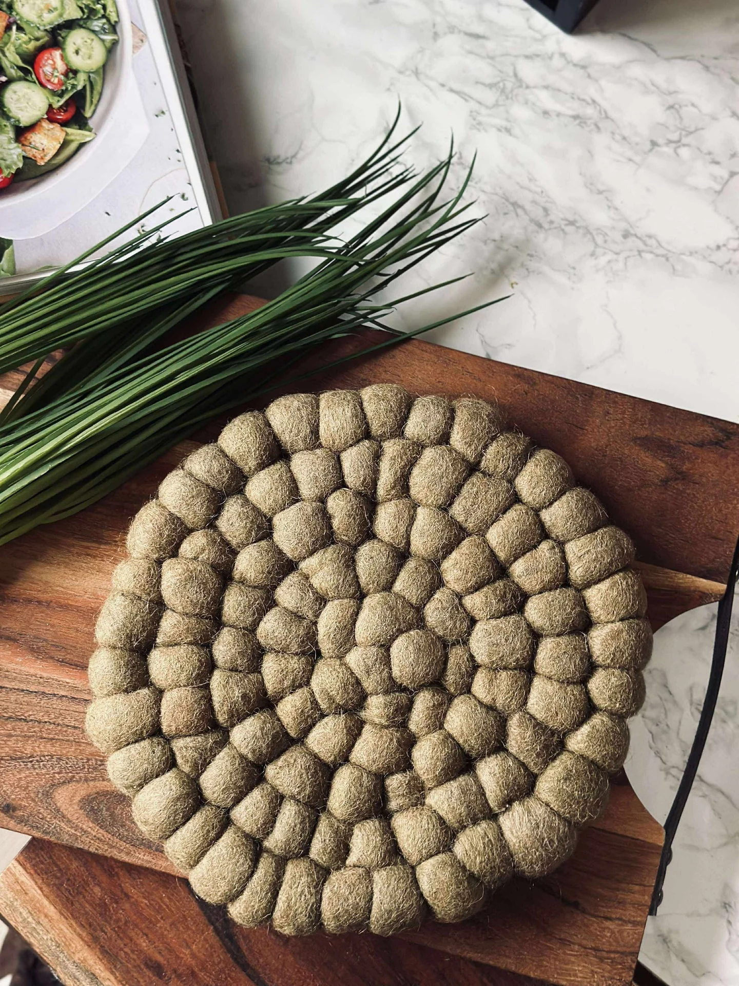Bordskåner DOTS - Taupe ull
