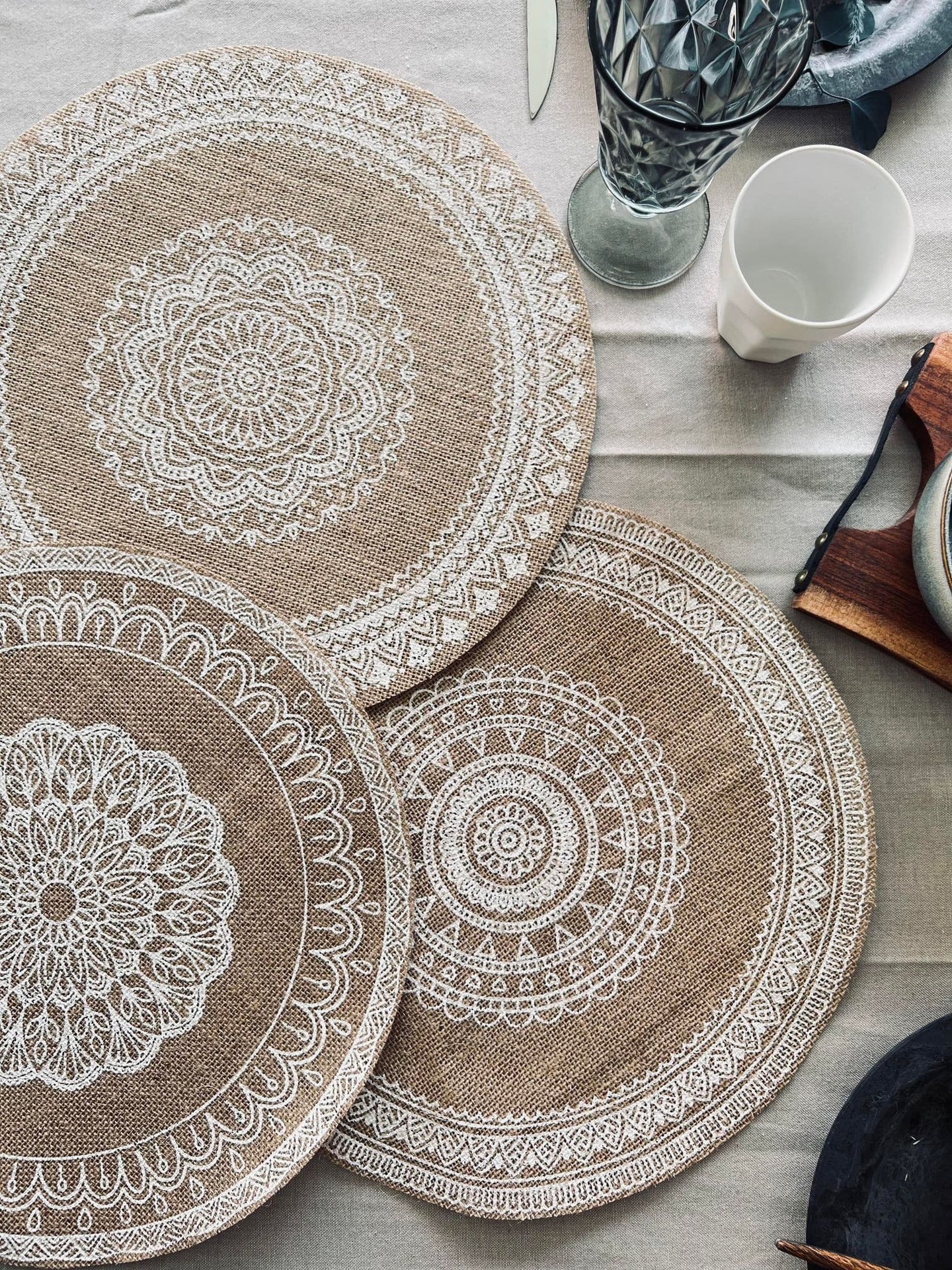 Plassmatte i jute - White boheme Mix