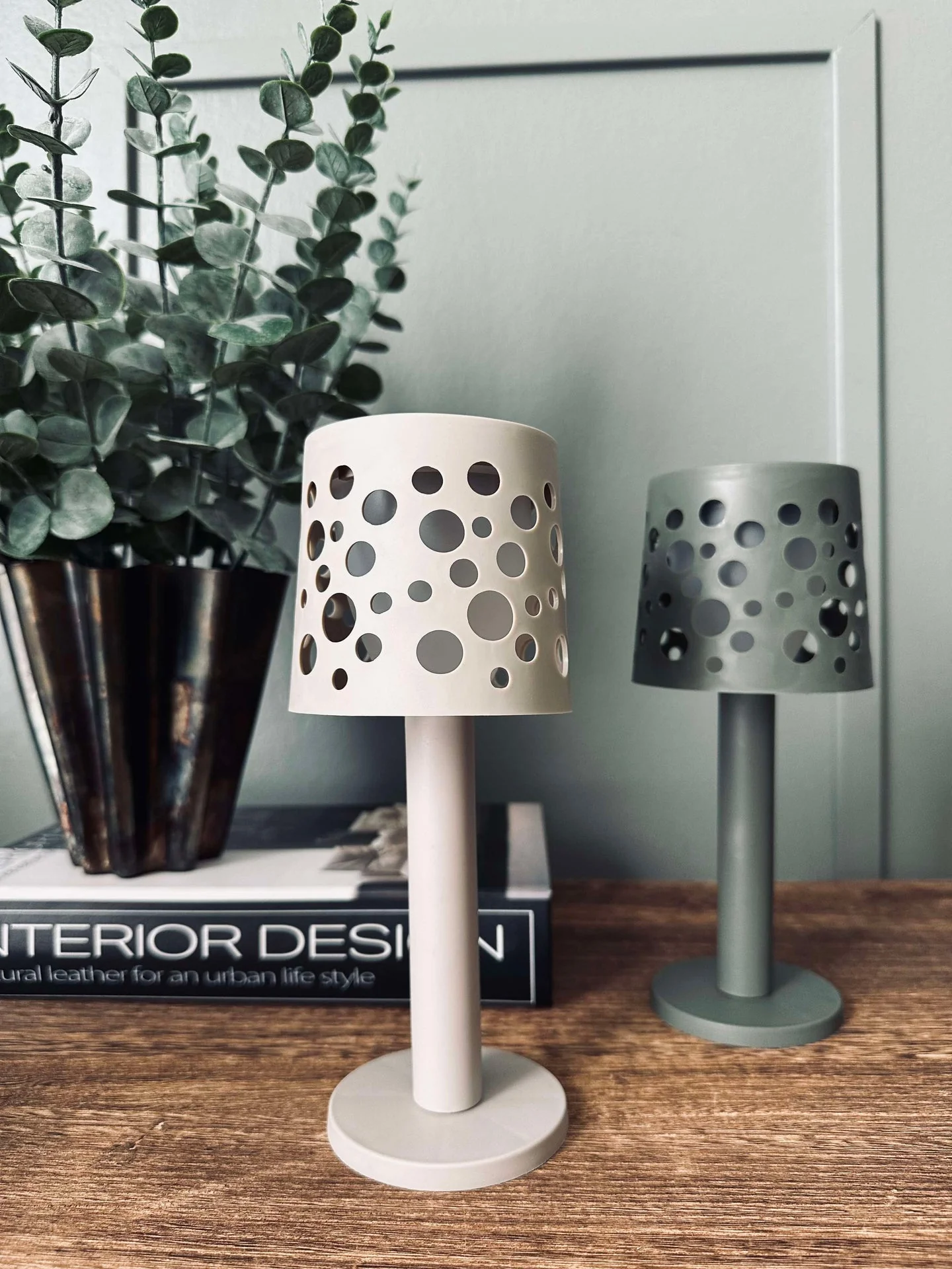 Bordlampe med solceller - Lys beige - Image 9