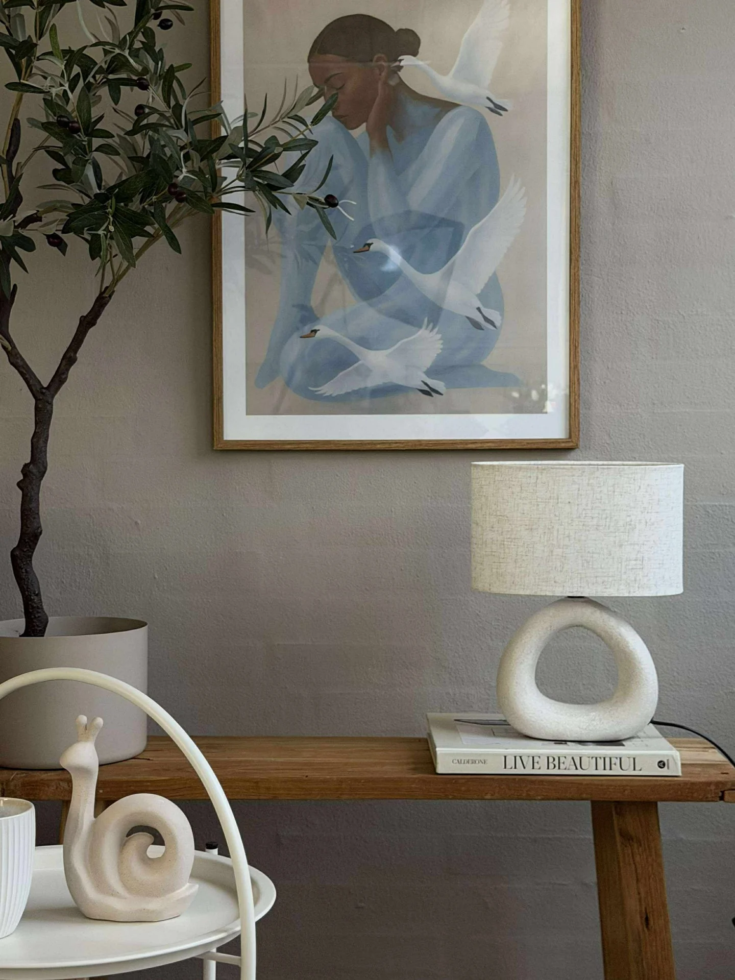 Bordlampe STONEWARE - Lys Natur - Image 3