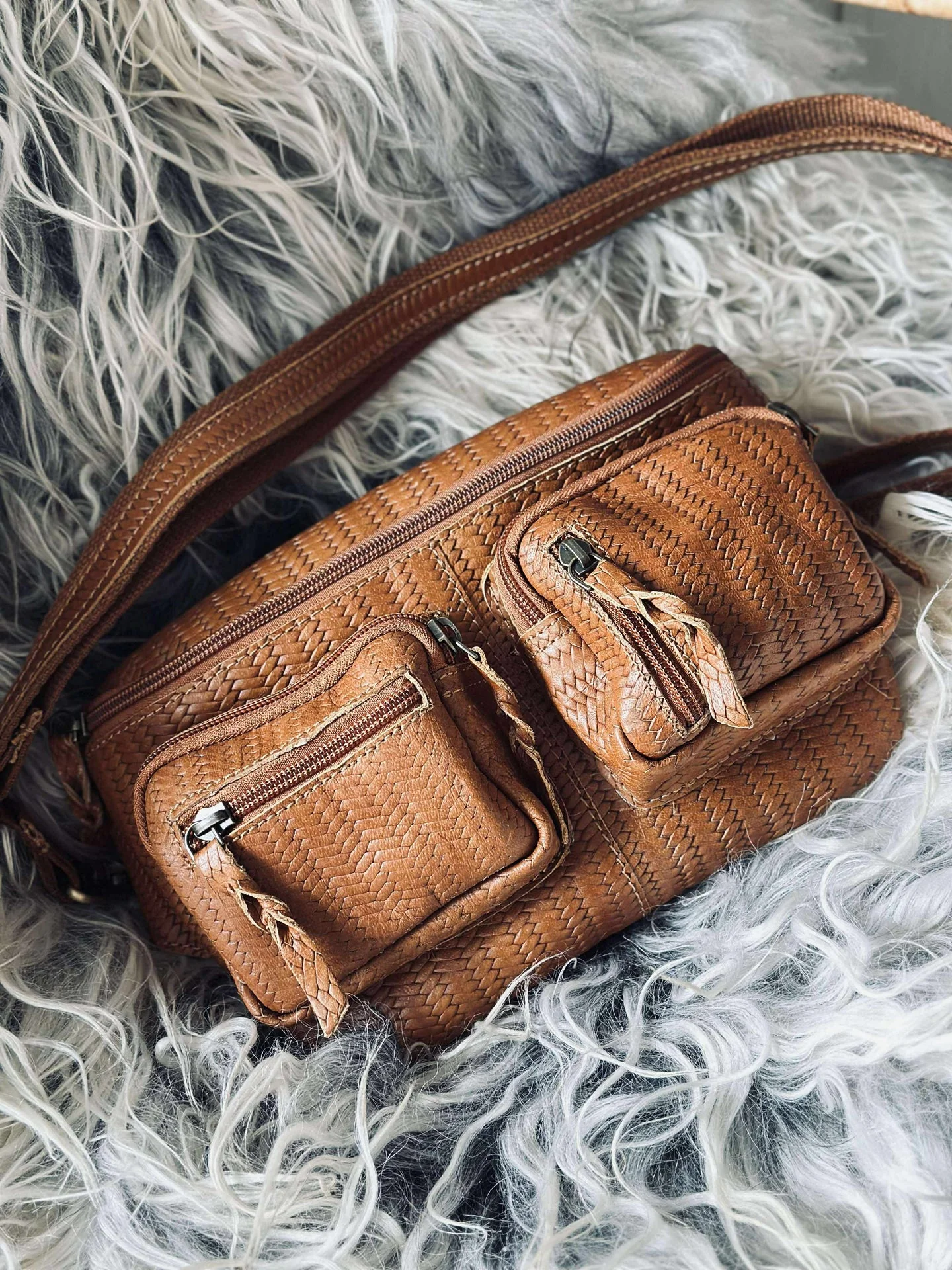 Belteveske Kaya - Cognac flettet - Image 2