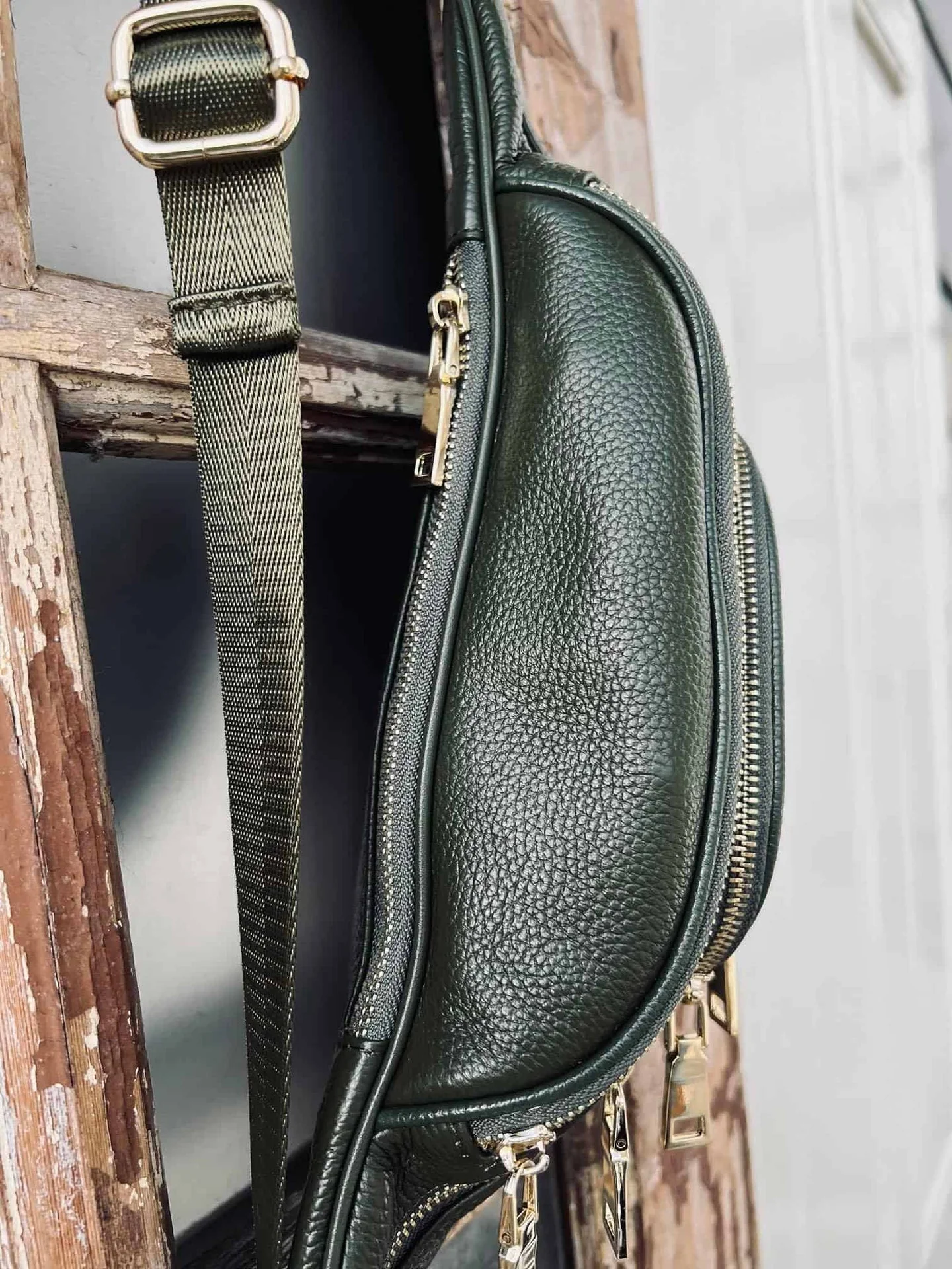 Bumbag MAY - Dark green med Gull - Image 4