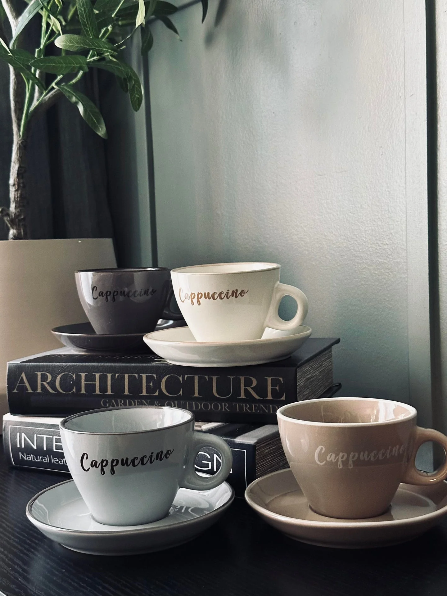 Kopp m. underkopp Cappuccino - Sett med 4 stk.