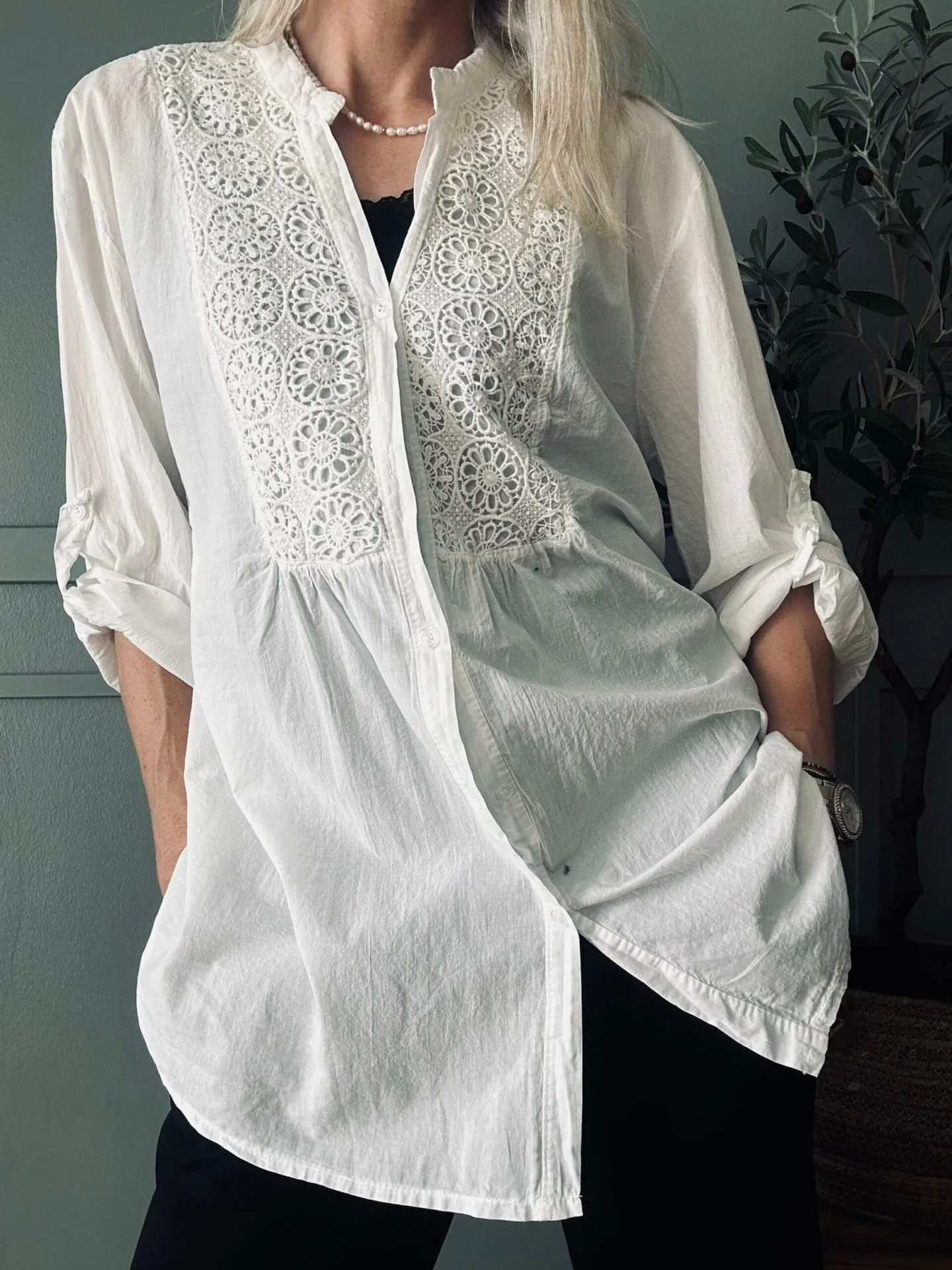 Skjorte Celina med broderi – Hvit - Image 4