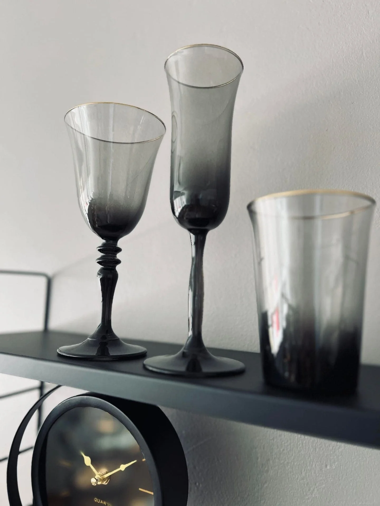 Champagneglass - Røykfarget med gullkant - Image 4