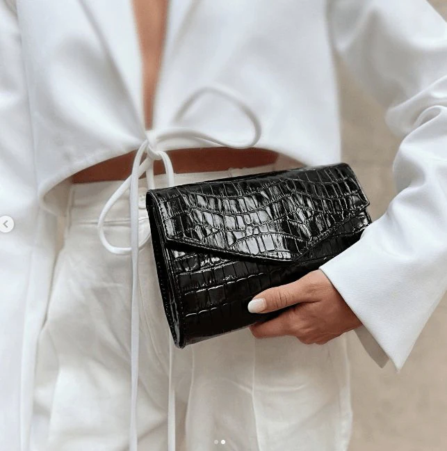 Clutch Croco Black leather - Image 2