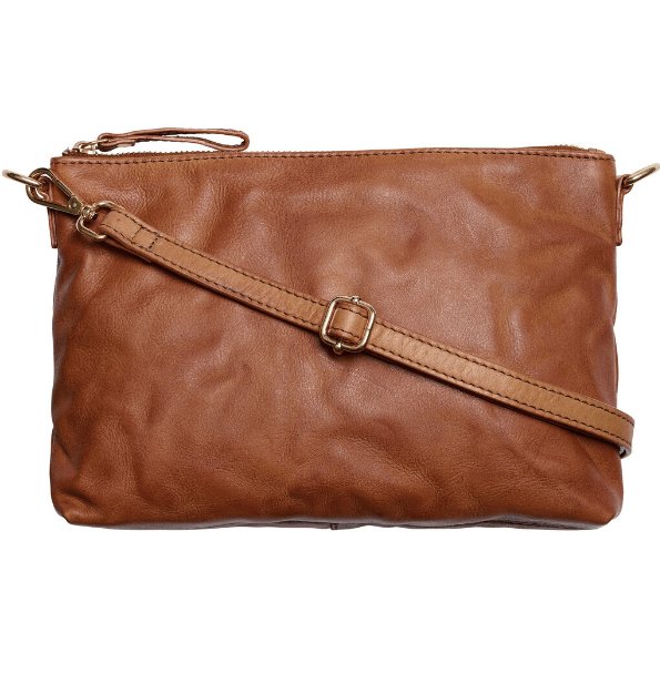 Clutch i vasket skinn – cognac