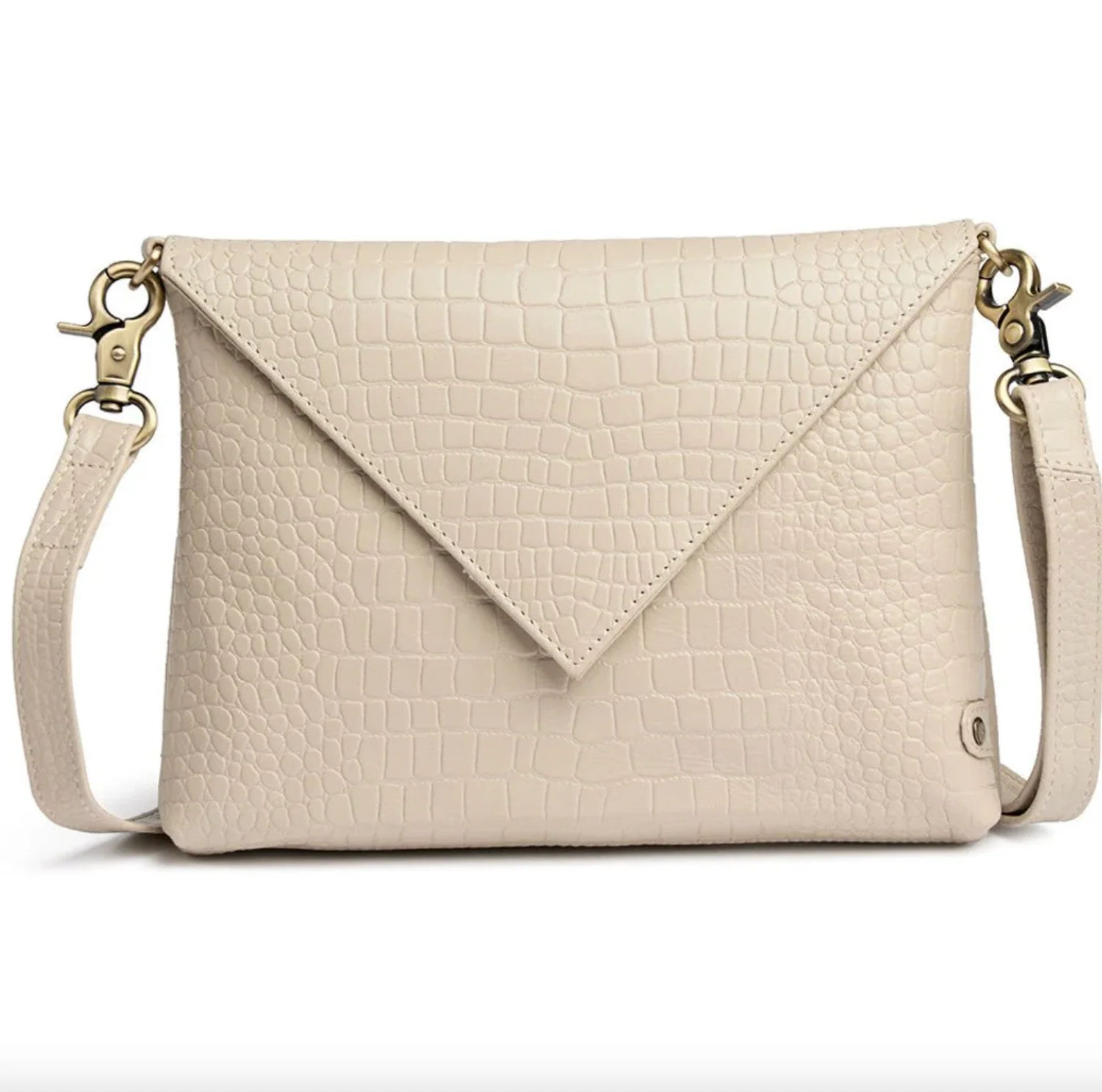 Clutch croco i skinn - Sand