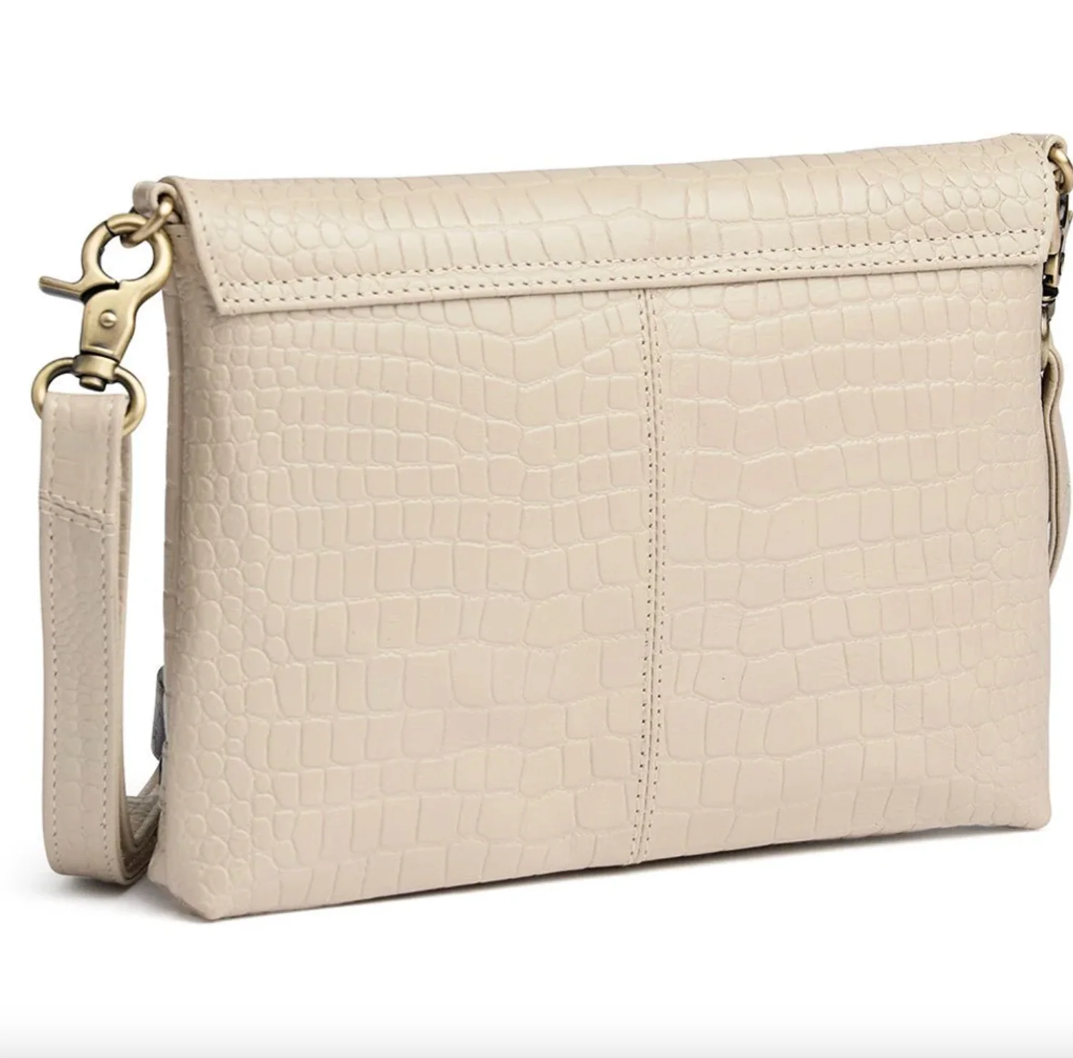 Clutch croco i skinn - Sand - Image 3