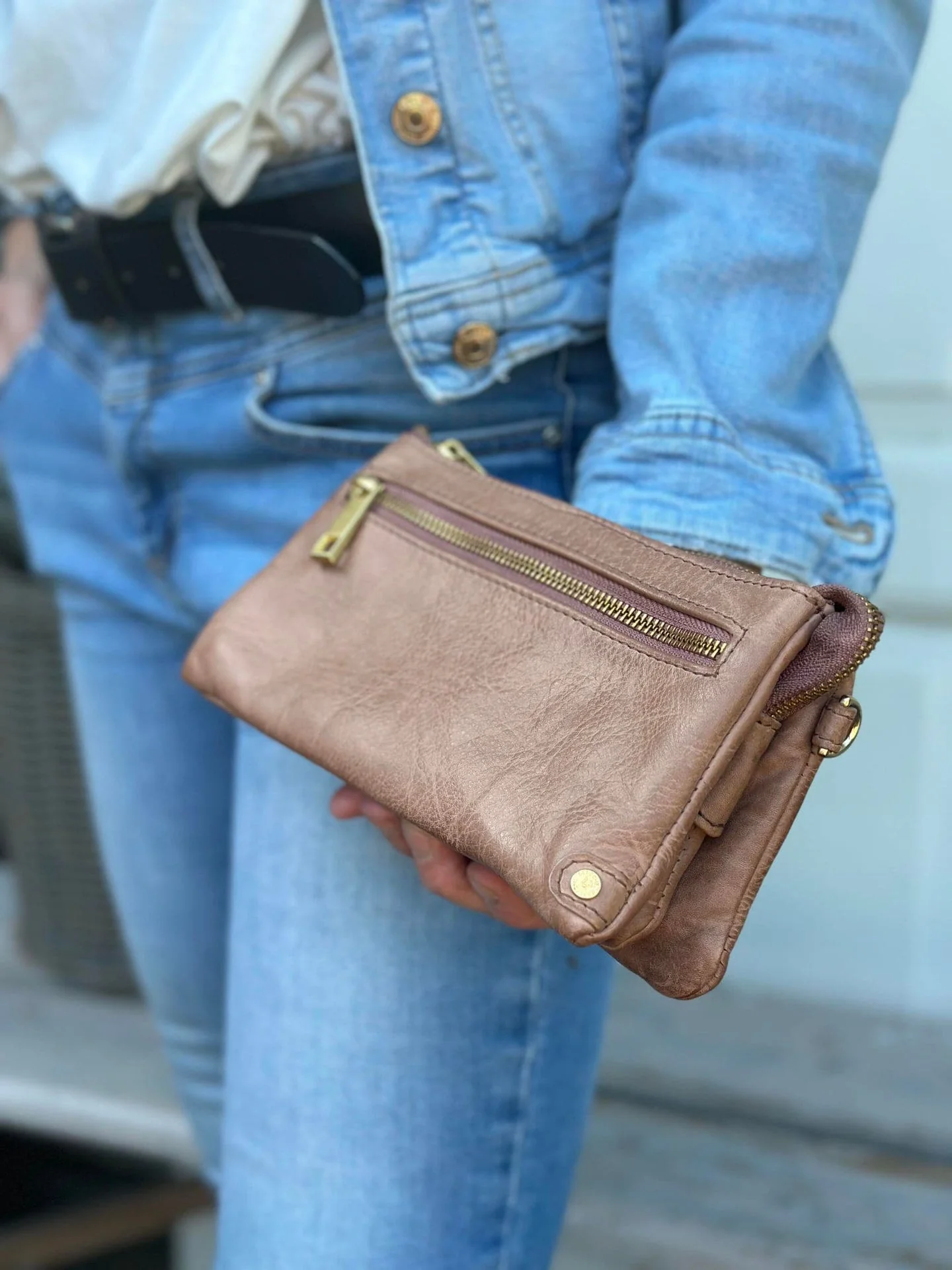 Clutch / skinnveske Dark sand - Image 6