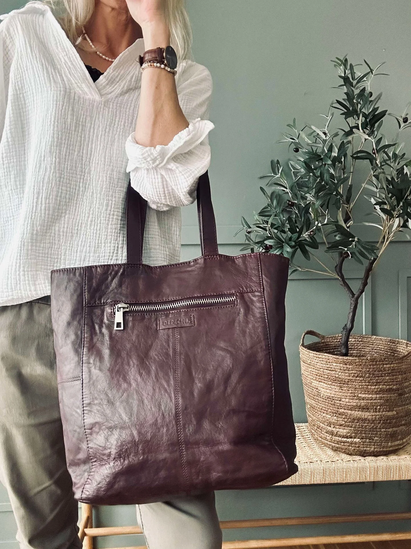 Shopper Cranberry - Myk kalveskinn - Image 5