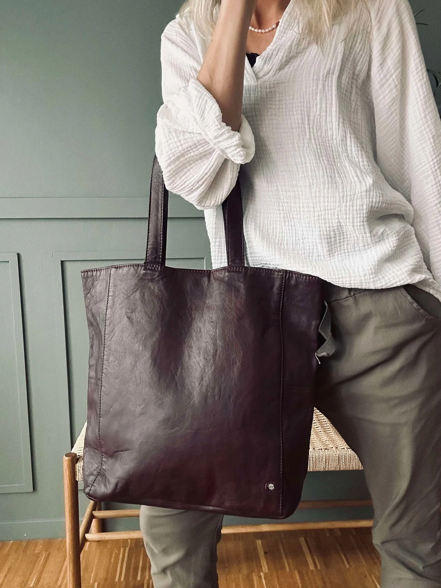 Shopper Cranberry - Myk kalveskinn - Image 7