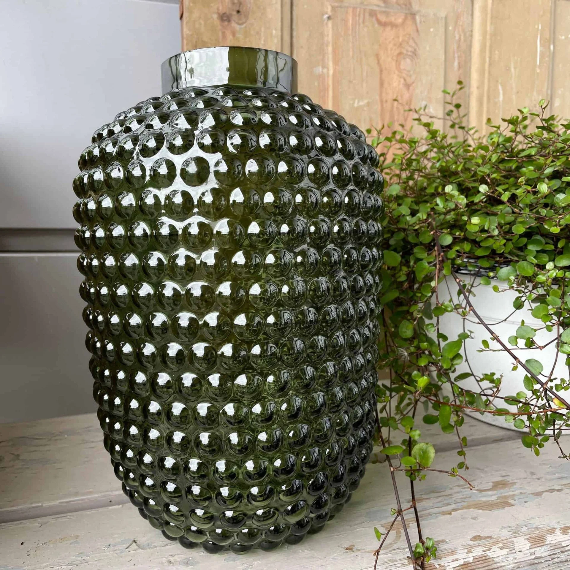 Vase med dots - flaskegrønn