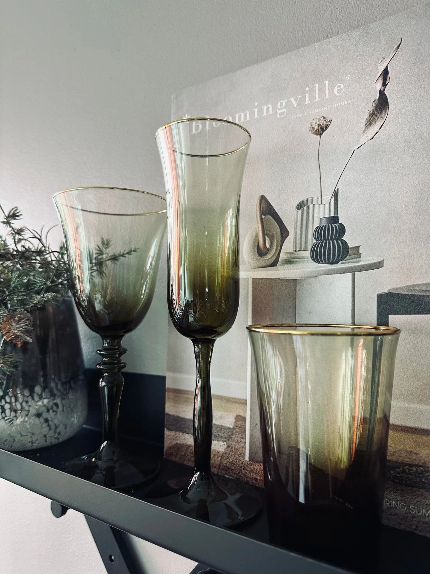 Drikkeglass - Grønt med gullkant - Image 2