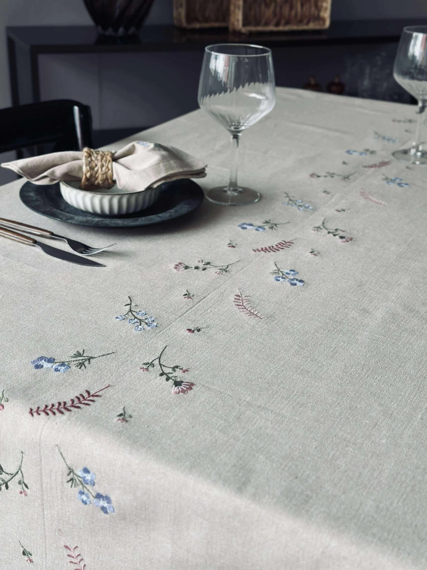 Duk flower broderi - Lin-look - Image 5