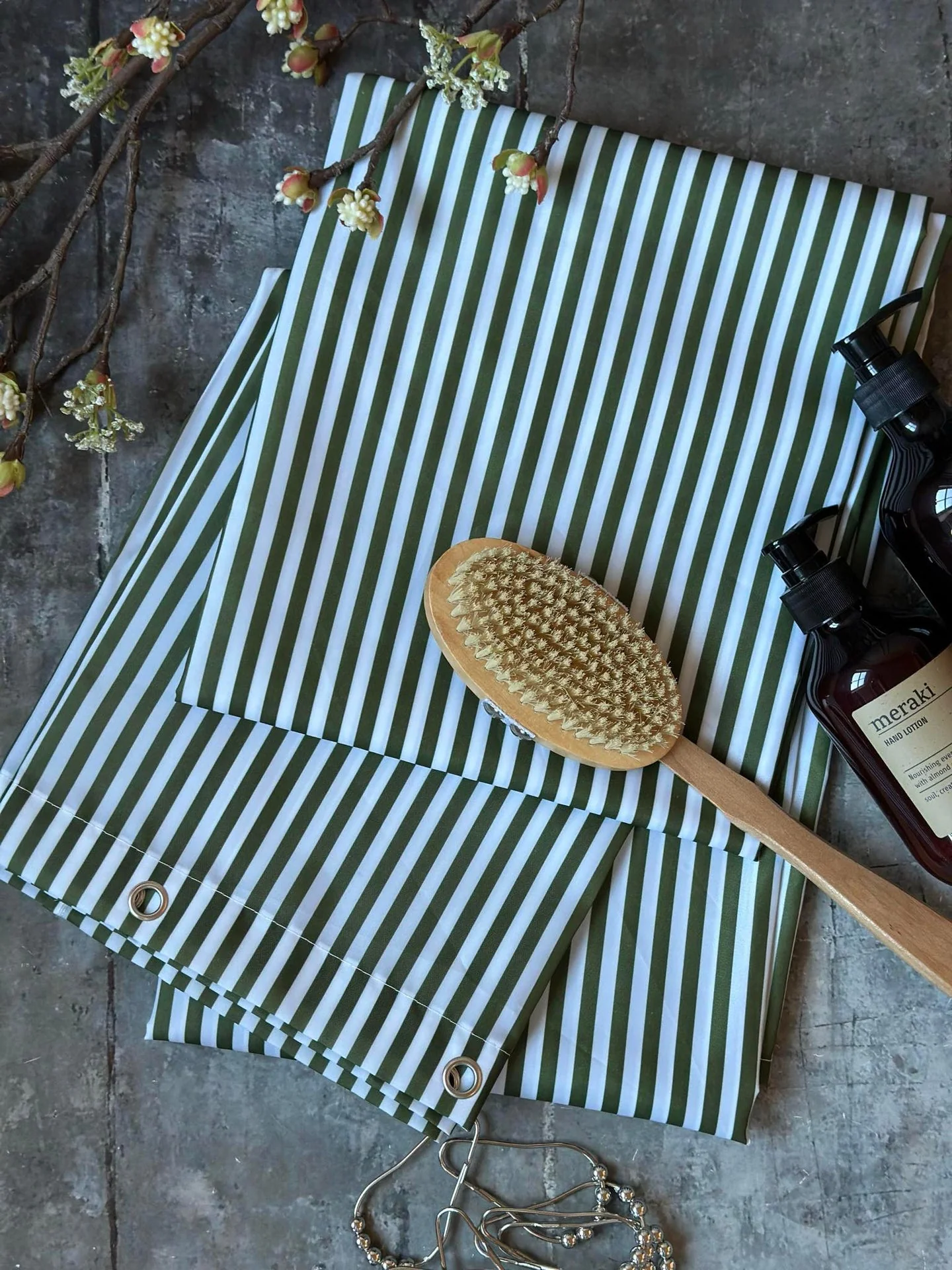 Dusjforheng - Grønn stripe - Image 6