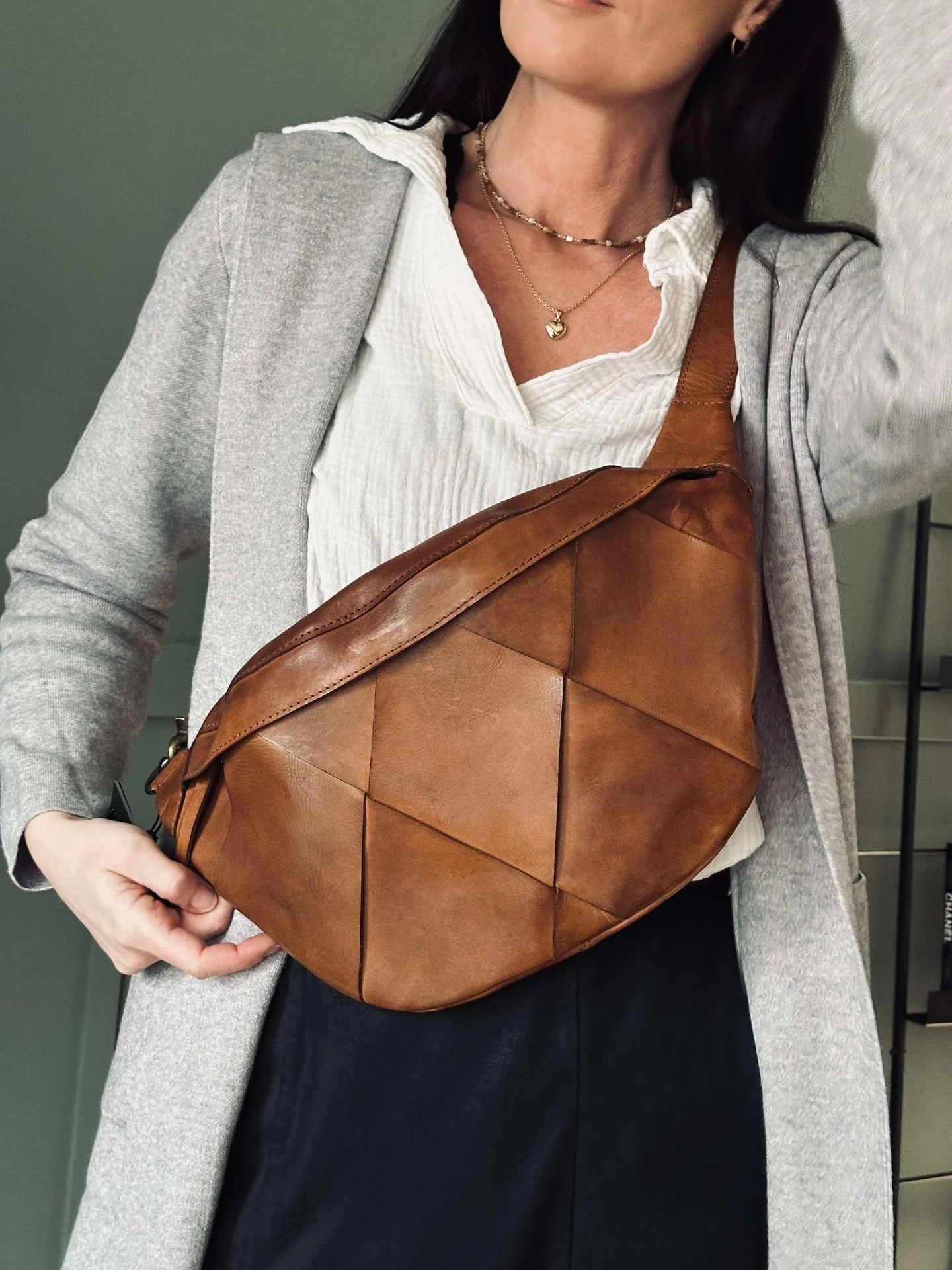 Eksklusiv håndflettet bumbag - Cognac - Image 3