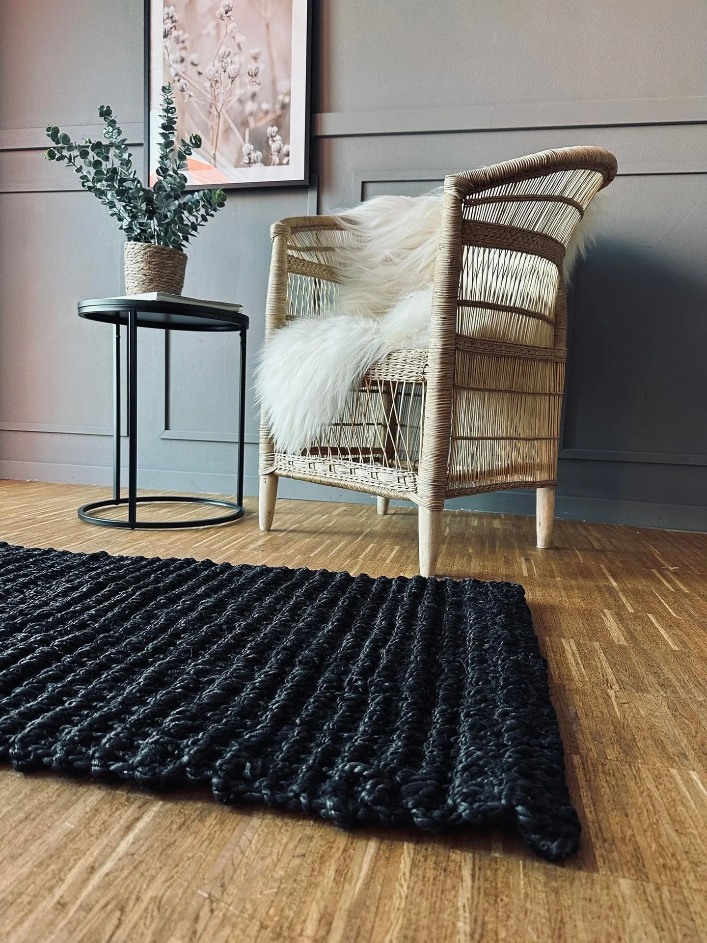 Luksus matte i black jute – 60x120 cm - Image 2