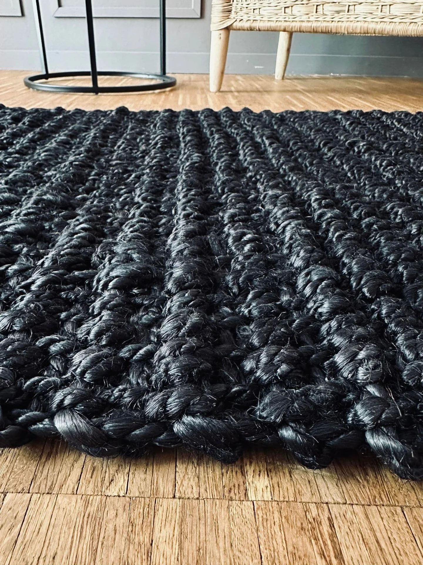 Luksus matte i black jute – 60x120 cm - Image 3