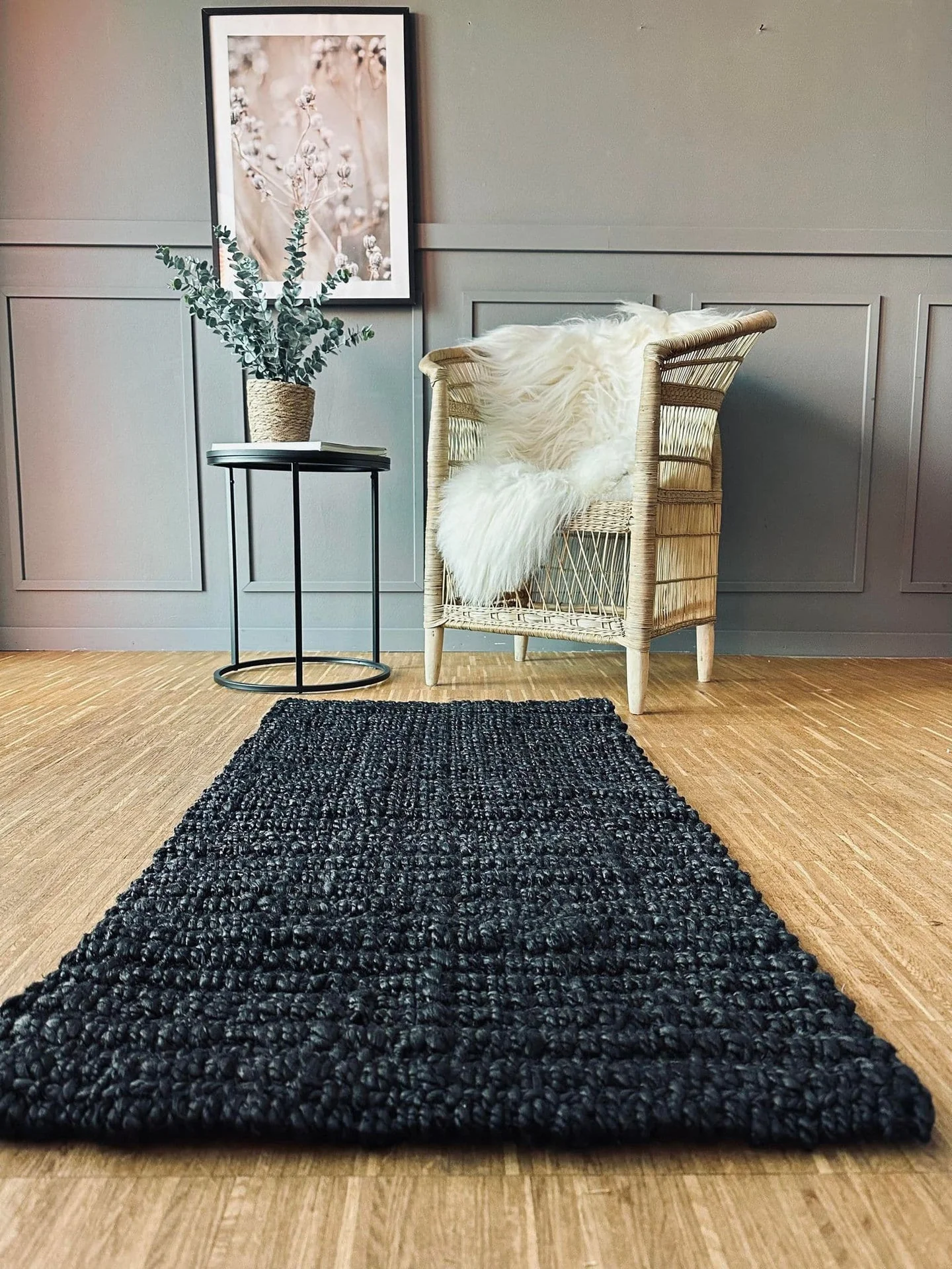 Luksus matte i black jute – 60x120 cm - Image 5