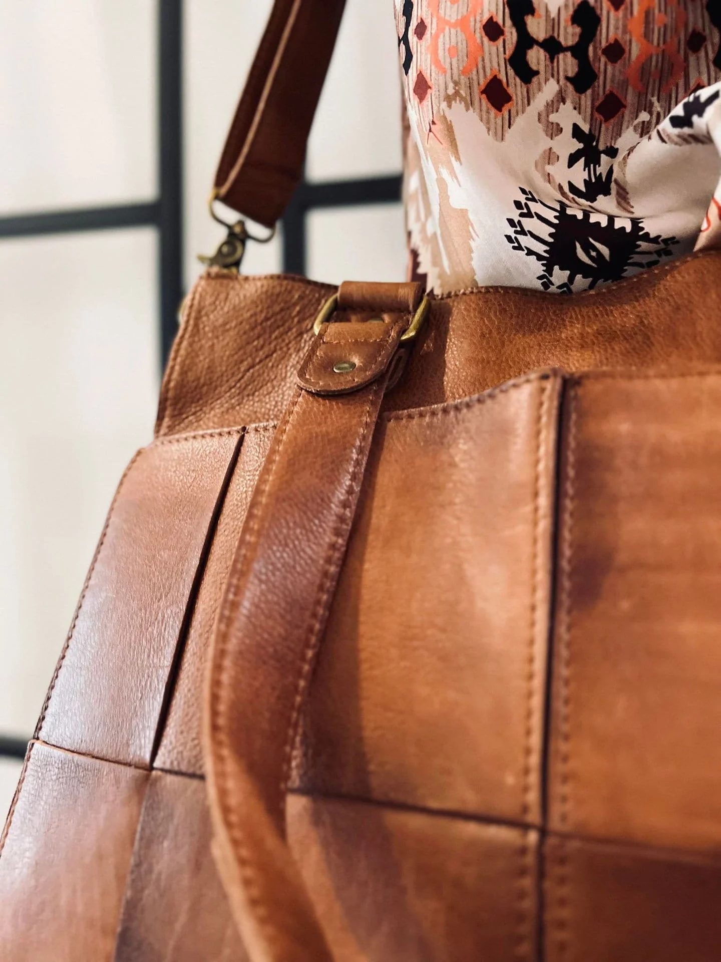 Elegant arbeidsveske / shopper - Walnut - Image 12