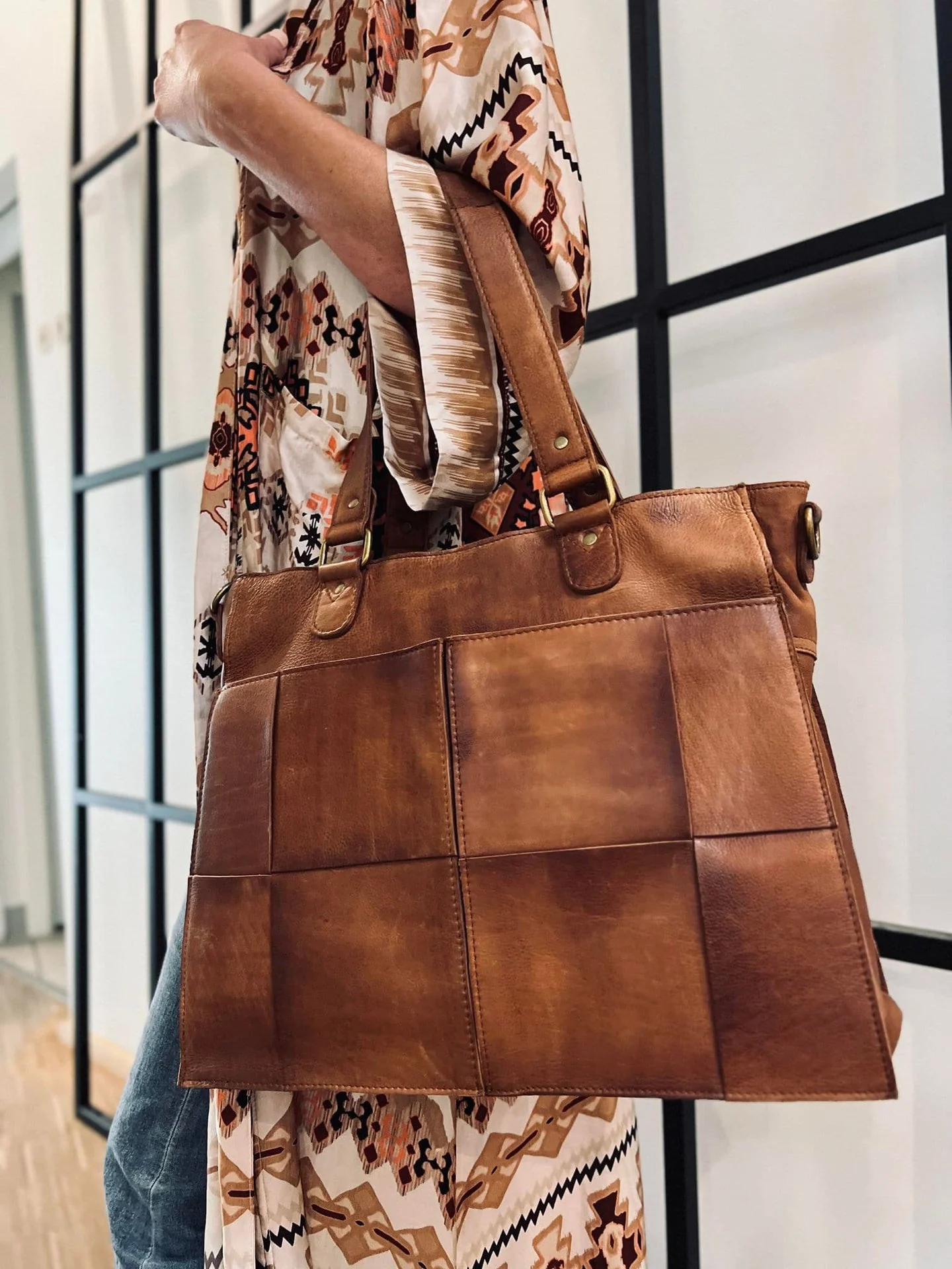 Elegant arbeidsveske / shopper - Walnut - Image 2
