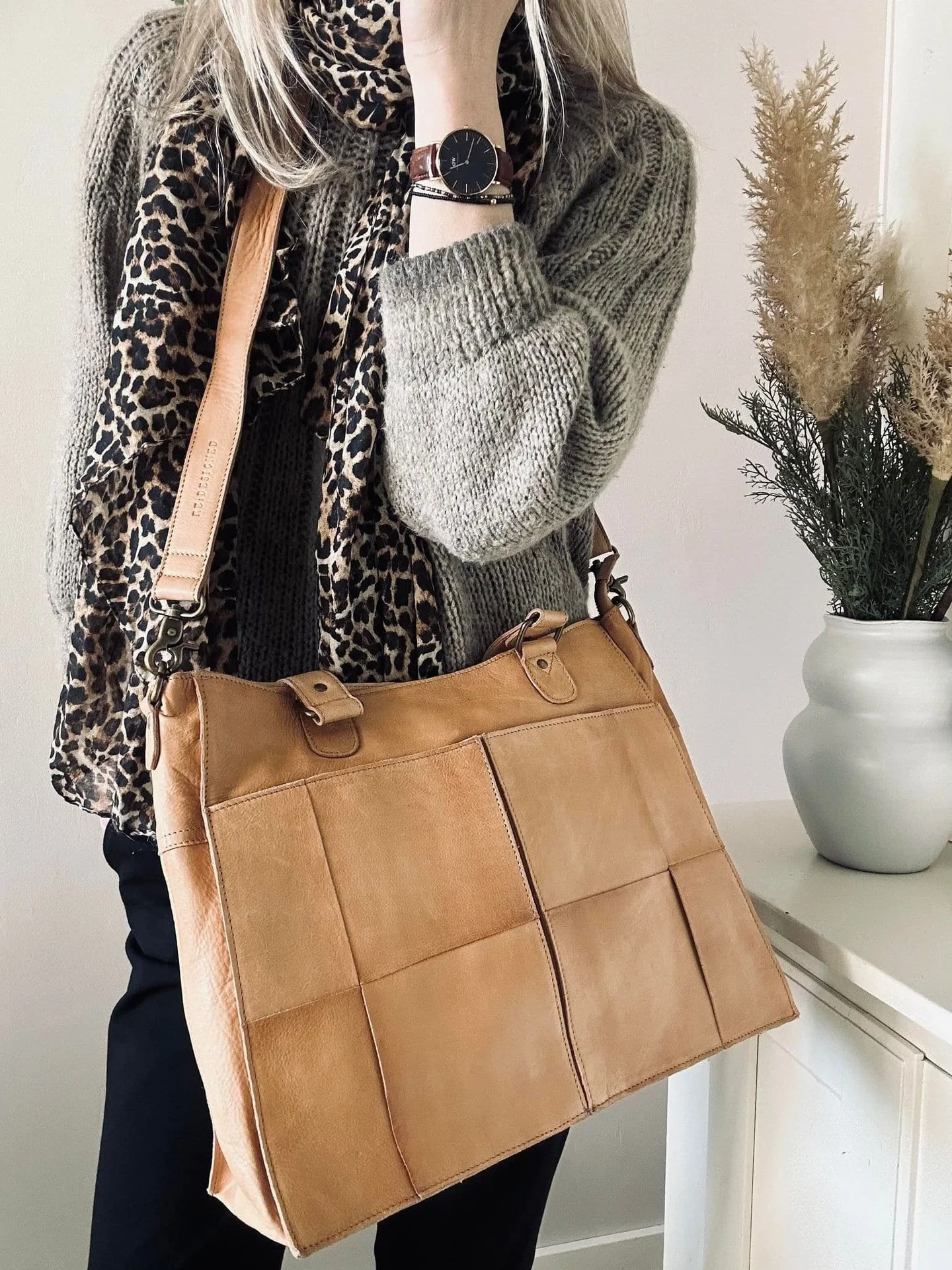 Elegant arbeidstaske / shopper – Sand - Image 8