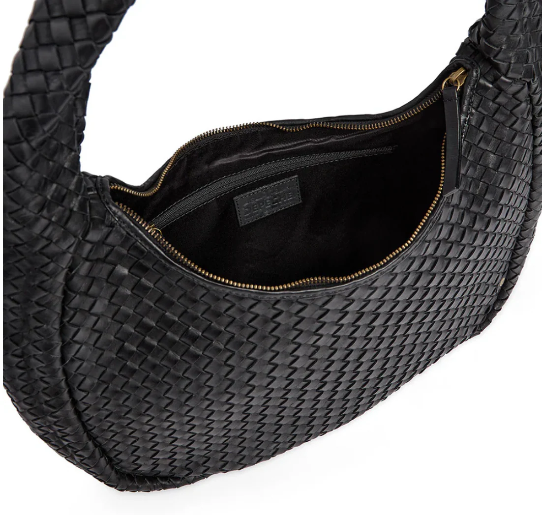 Elegant håndflettet skulderveske - Black big - Image 8