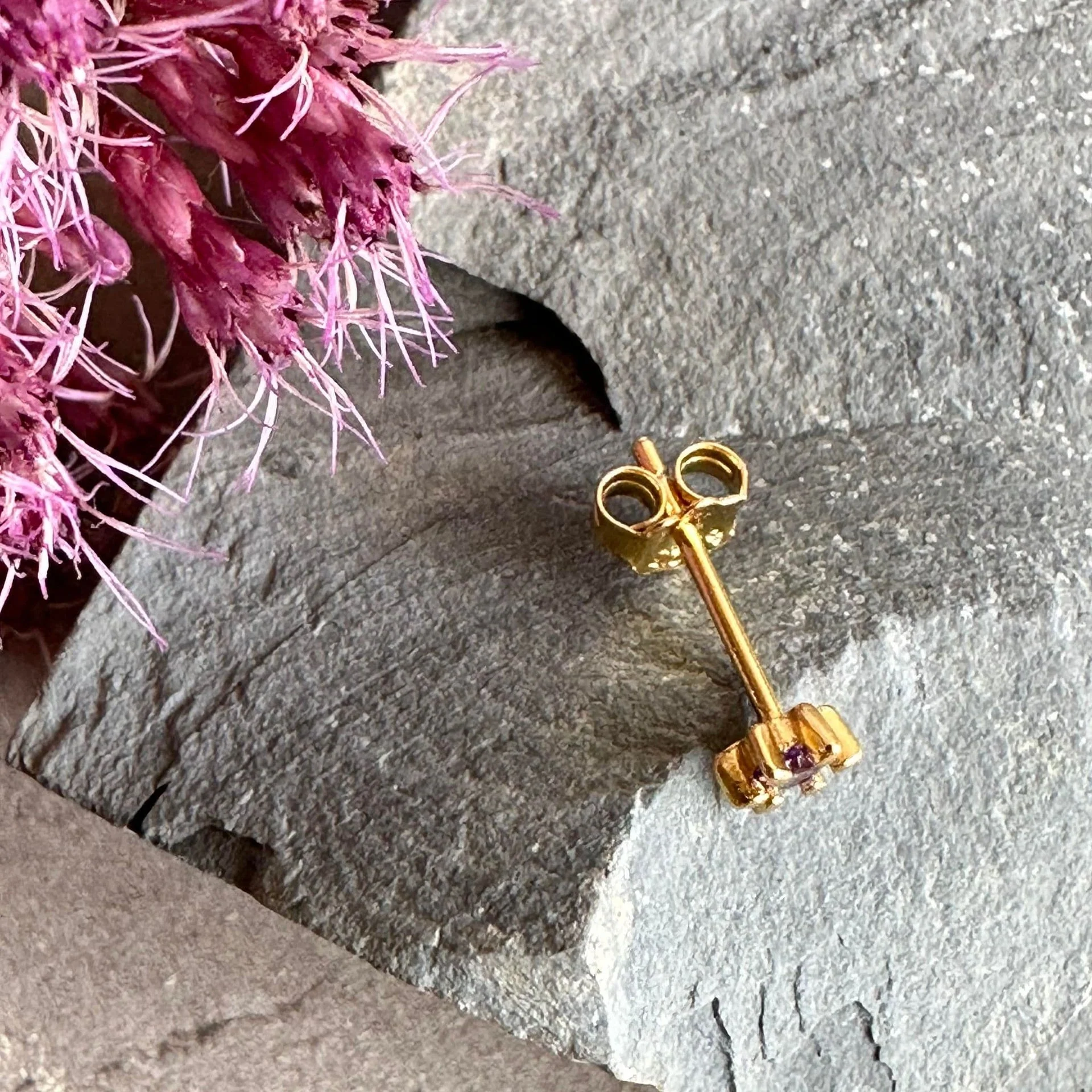 Øredobb Single GIA purple 18K forgylt - 1 stk - Image 2