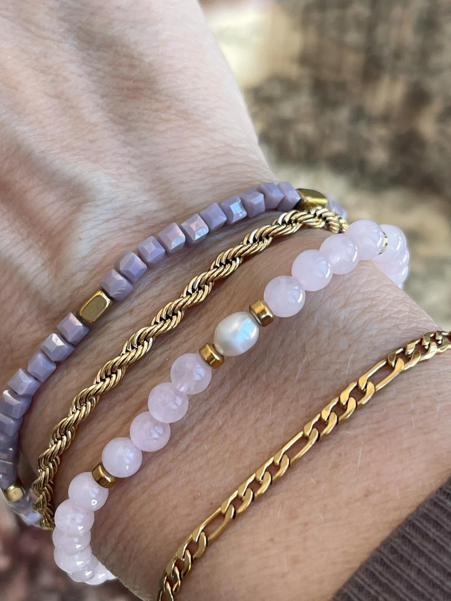 Armbånd Erika lavendel - Sett med 4 armbånd