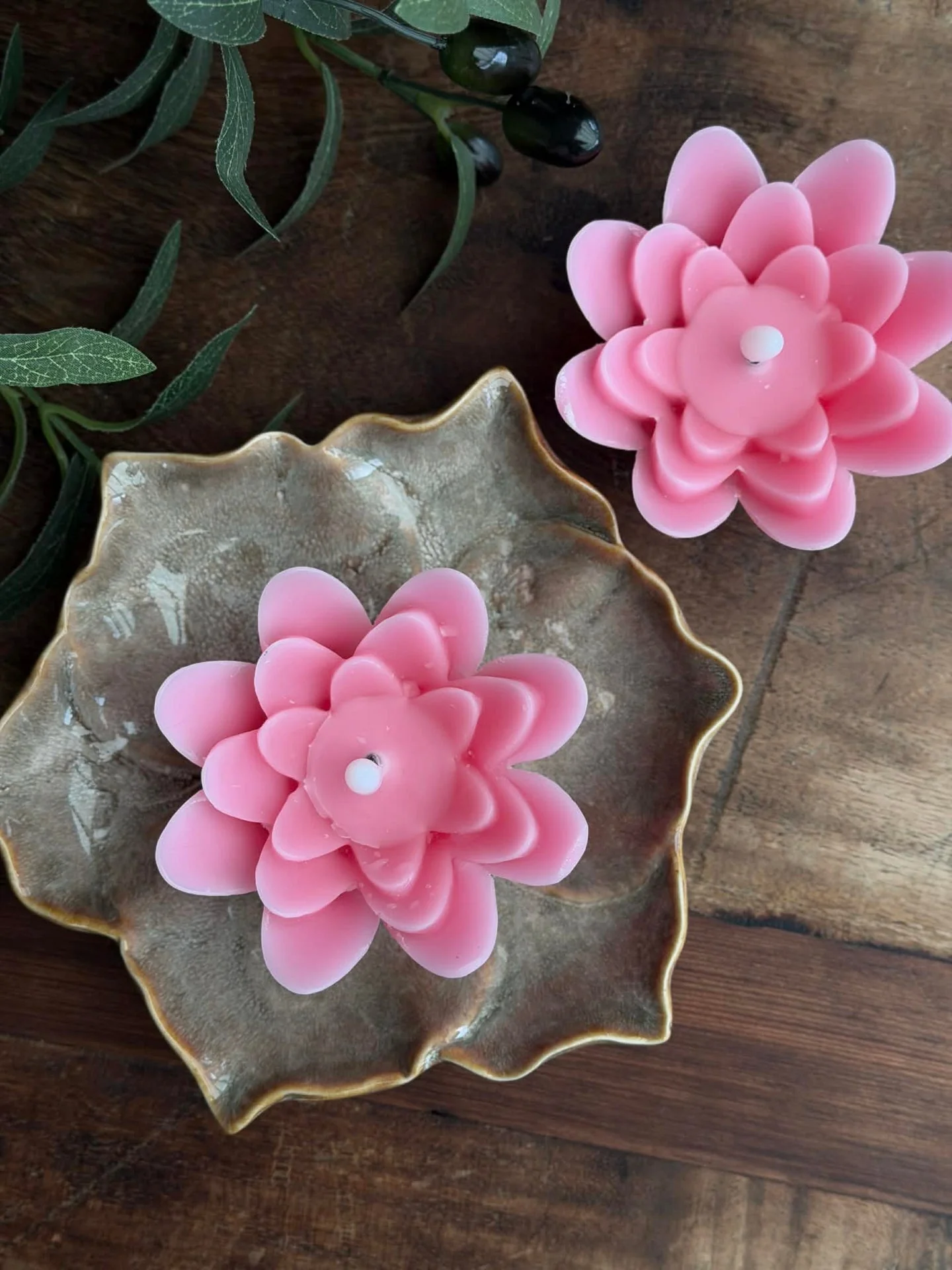 Flytelys med timer - Sett med 2 stk. Rosa Lotus - Image 2