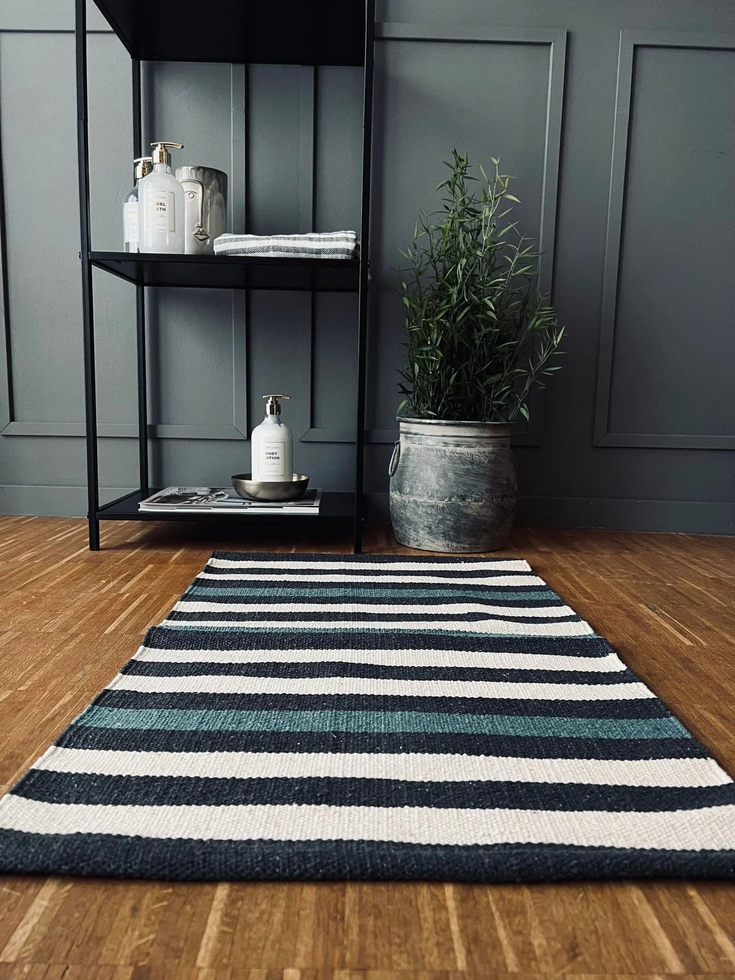 Matte Resirkulert stripet - 50x80 Grå/aqua/natur - Image 2