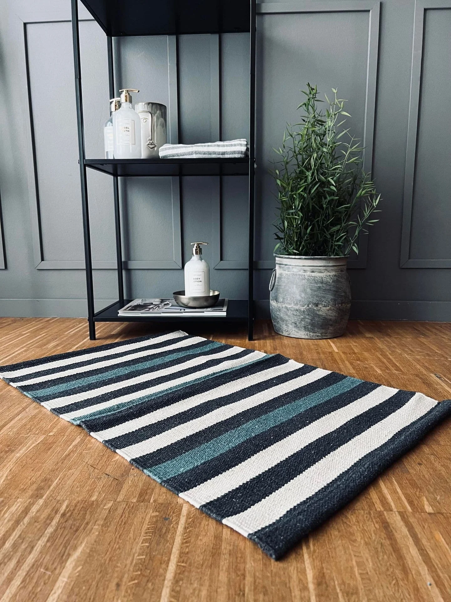 Matte Resirkulert stripet - 50x80 Grå/aqua/natur - Image 4